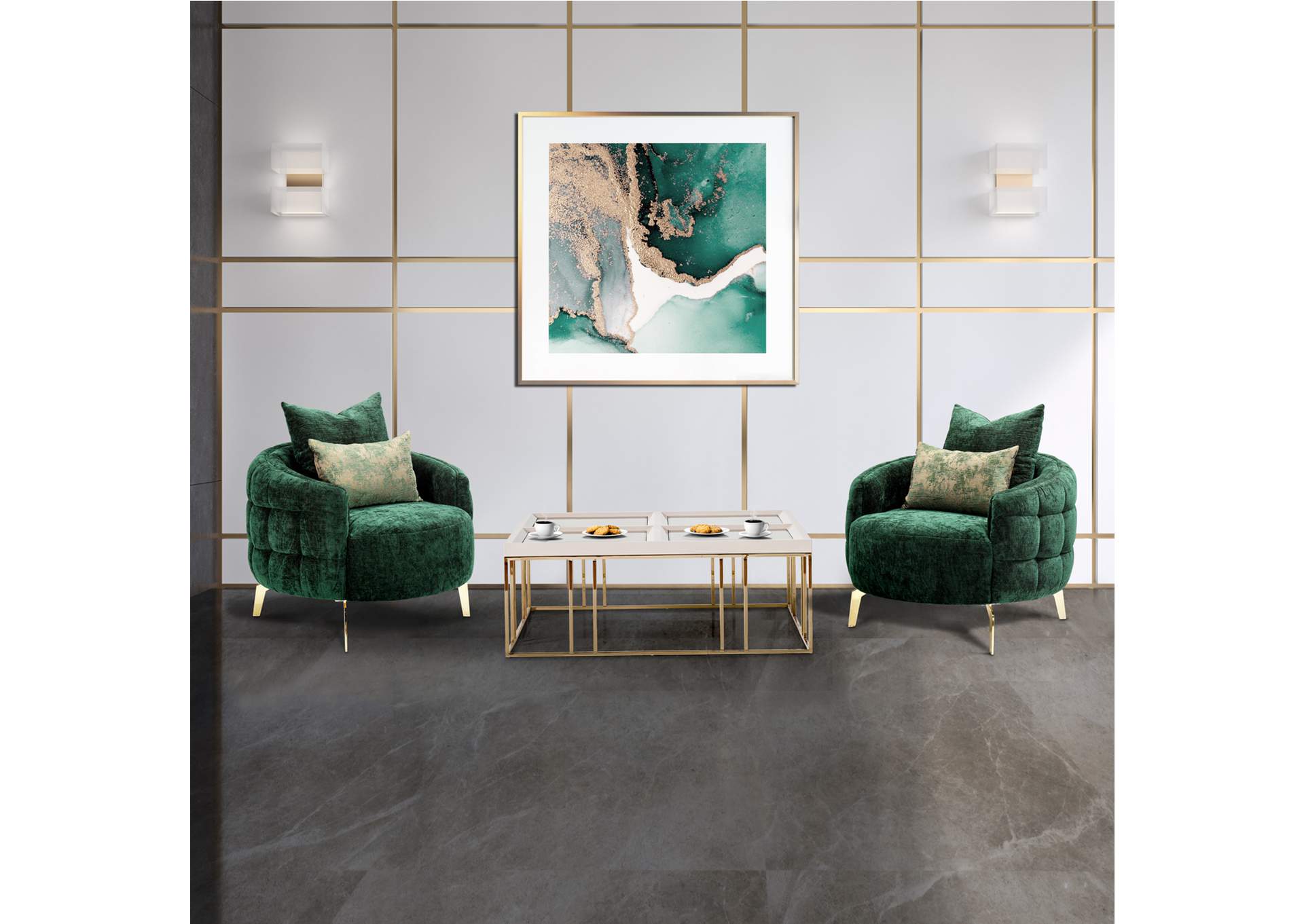 Celine Accent Chair - Emerald and Gold image 4
