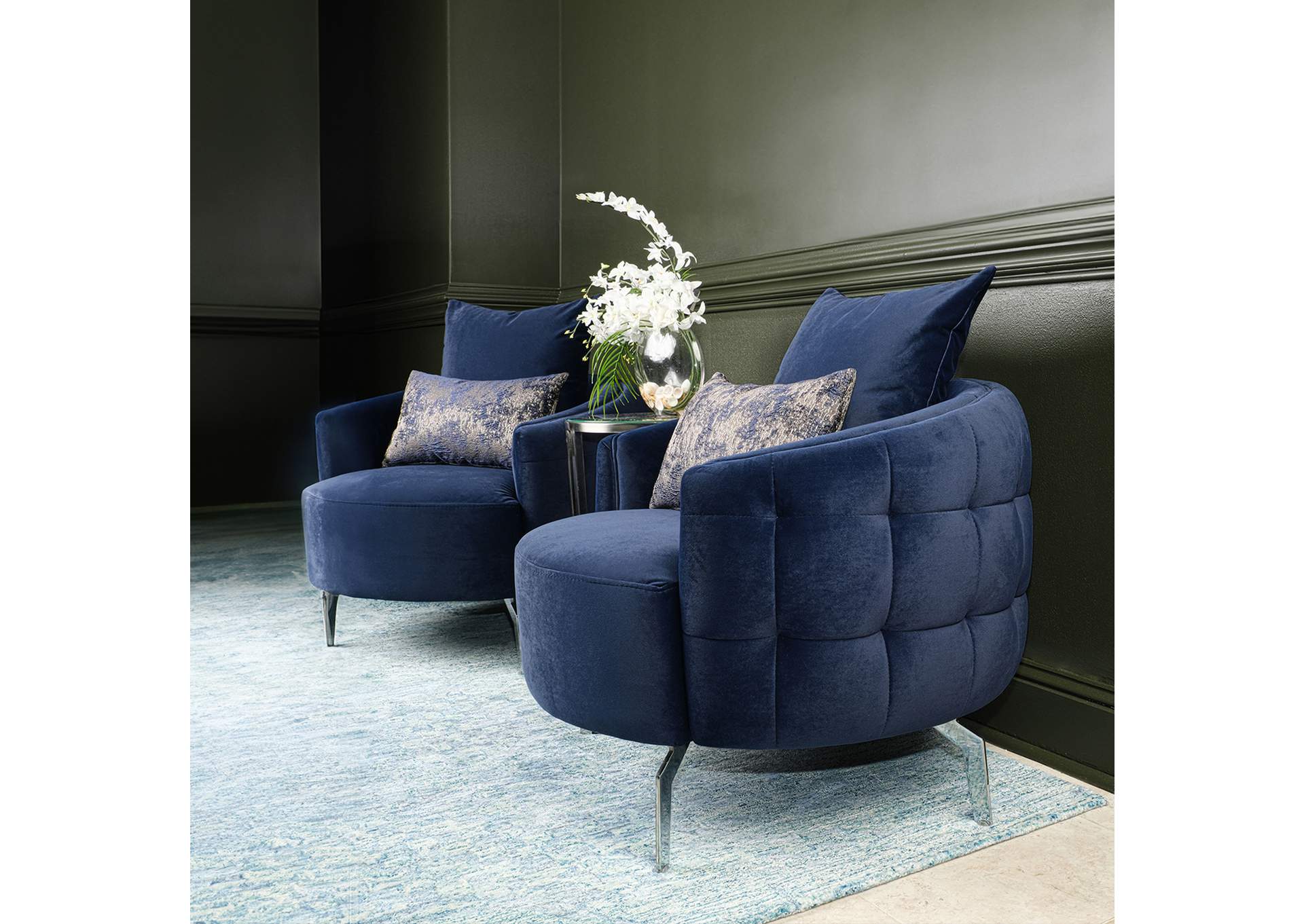 Celine Accent Chair - Indigo and Silver image 4