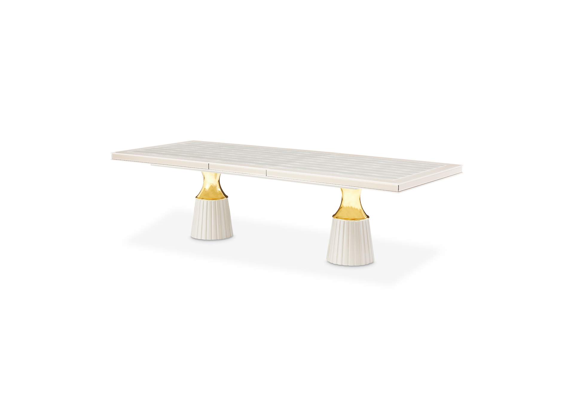 Carmela Double Pedestal Dining Table - Shimmer Ivory image 1