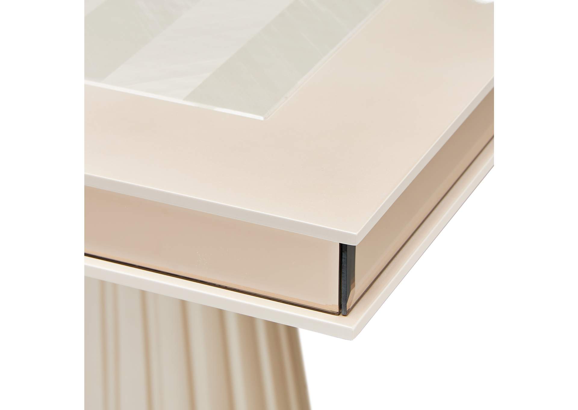 Carmela Double Pedestal Dining Table - Shimmer Ivory image 3