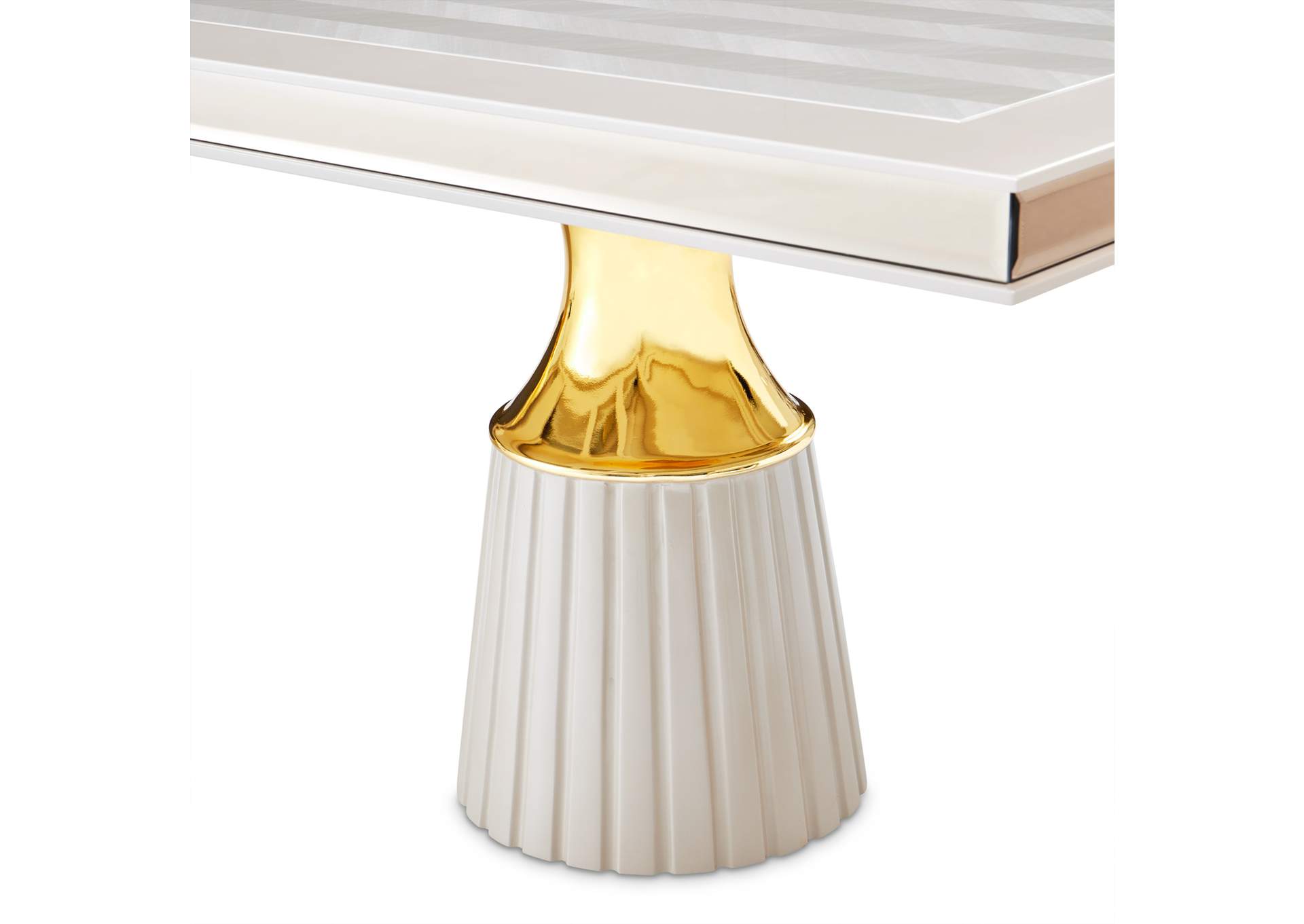 Carmela Double Pedestal Dining Table - Shimmer Ivory image 4