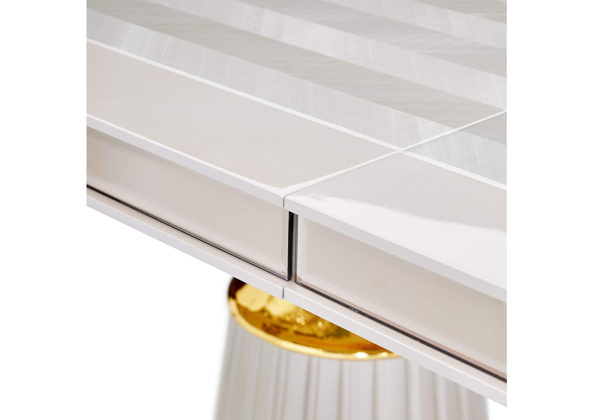 Carmela Double Pedestal Dining Table - Shimmer Ivory image 7