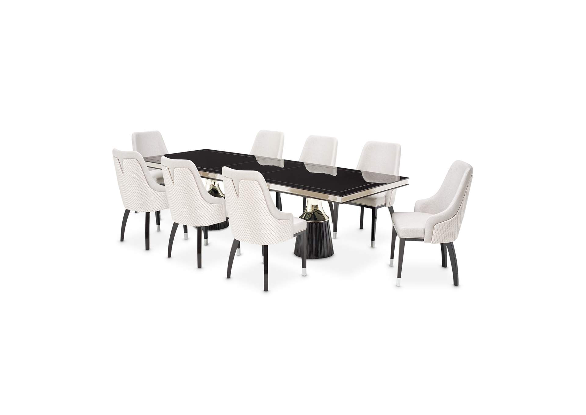 Carmela Double Pedestal Dining Table - Glossy Charcoal Sand image 1