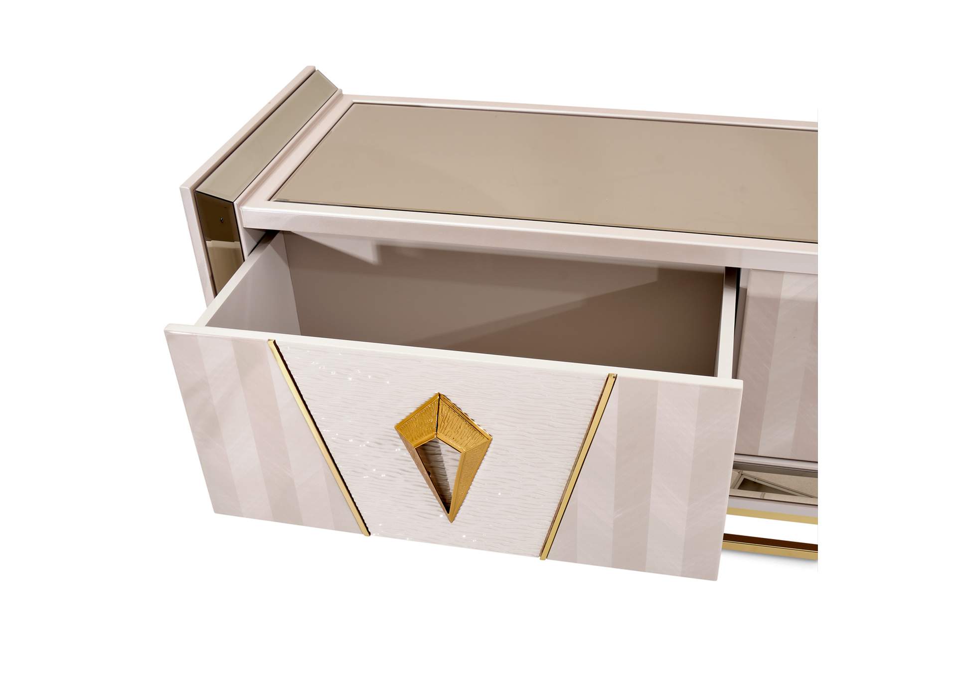 Carmela Media Cabinet - Shimmer Ivory image 9
