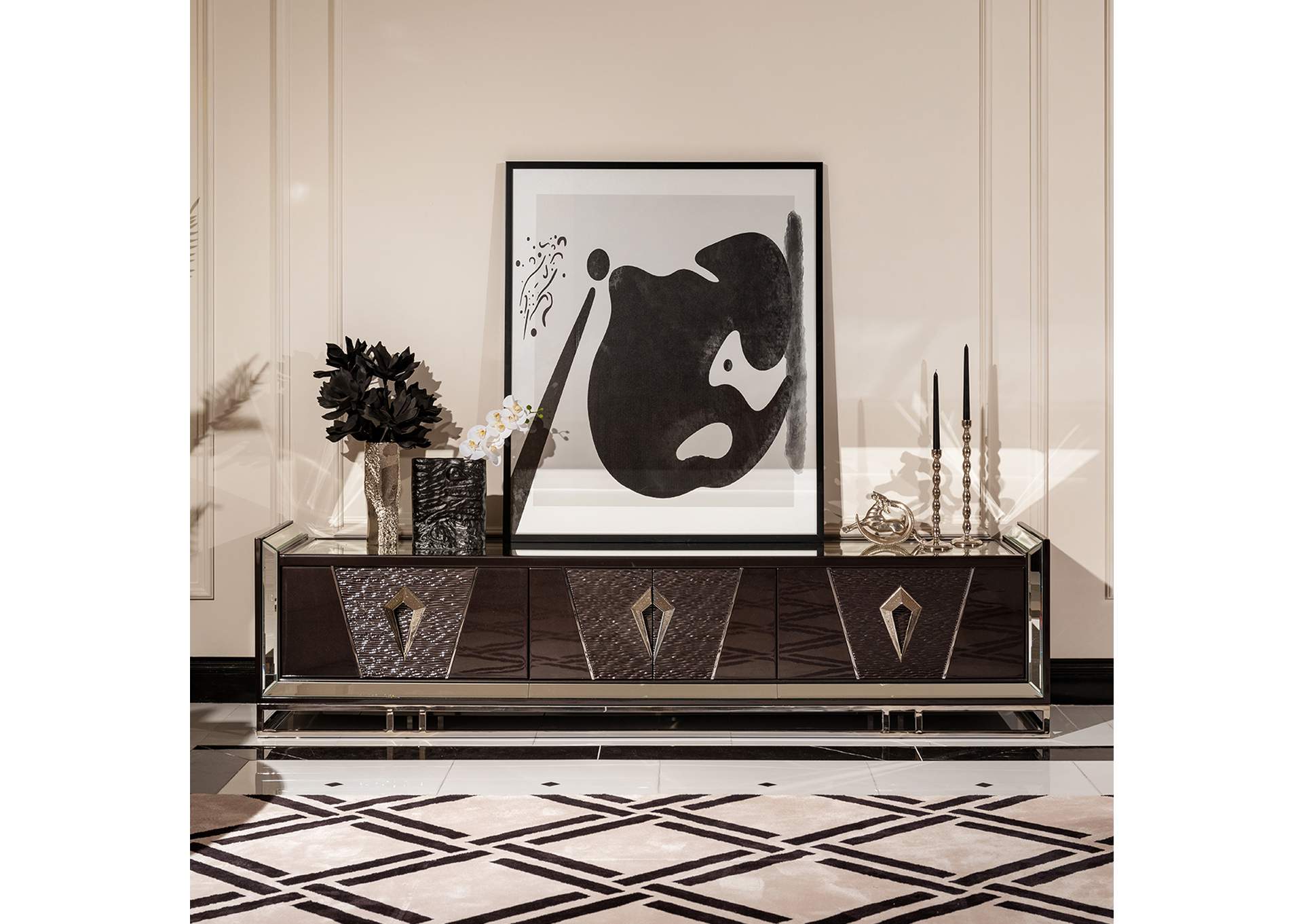 Carmela Media Cabinet - Glossy Charcoal Sand image 9