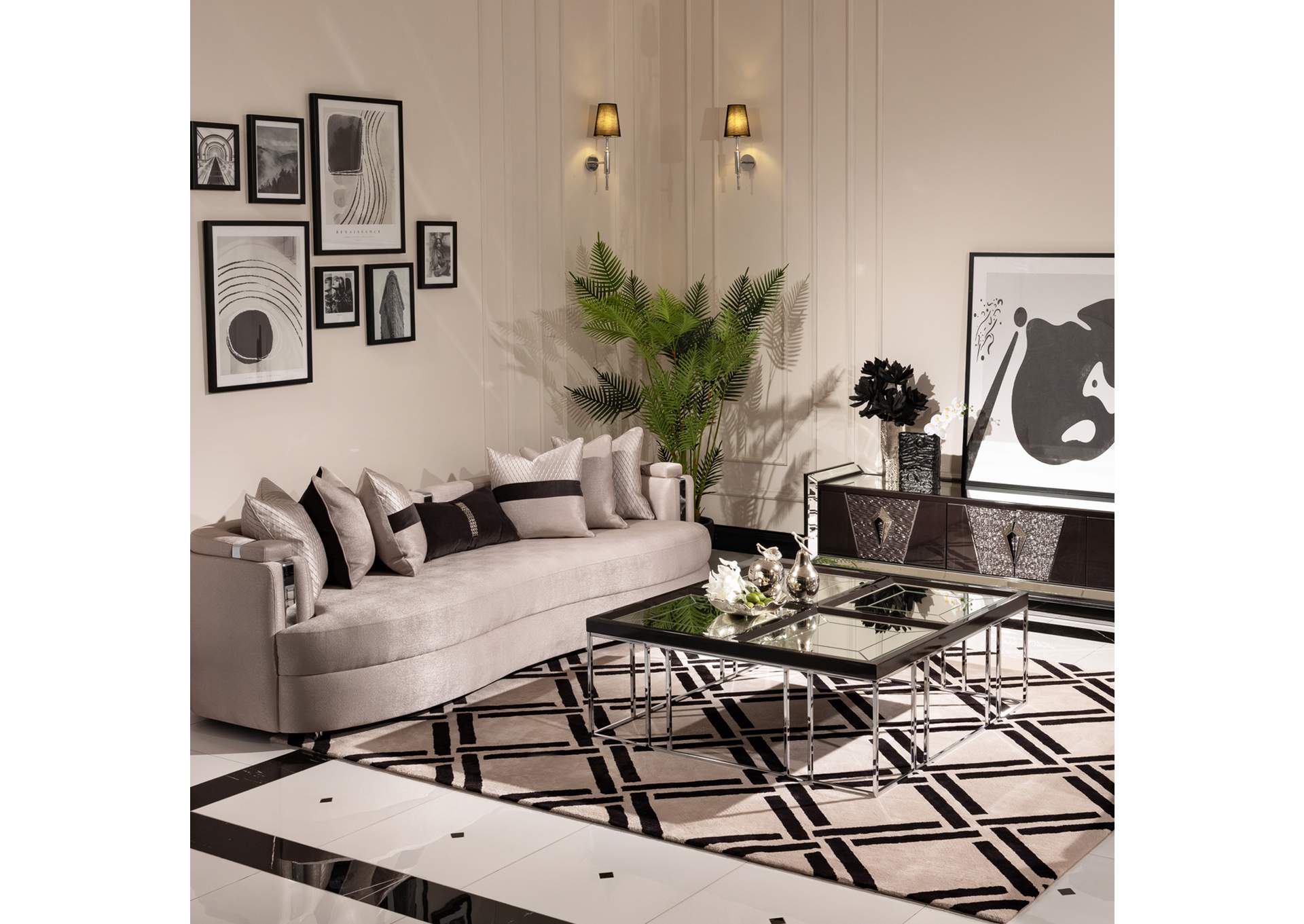 Carmela Cocktail Table - Glossy Charcoal Sand image 7