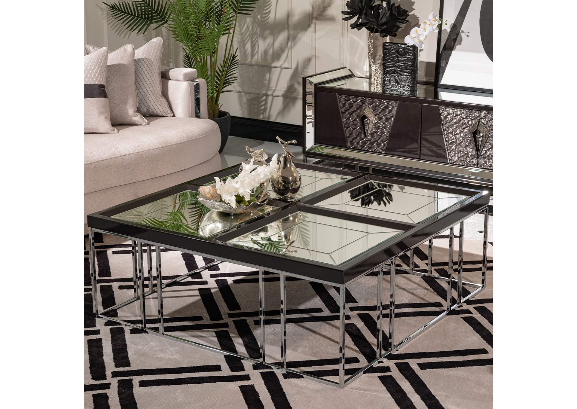 Carmela Cocktail Table - Glossy Charcoal Sand image 8