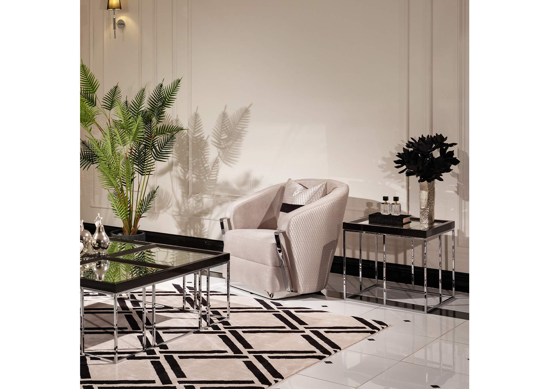 Carmela End Table - Glossy Charcoal Sand image 8