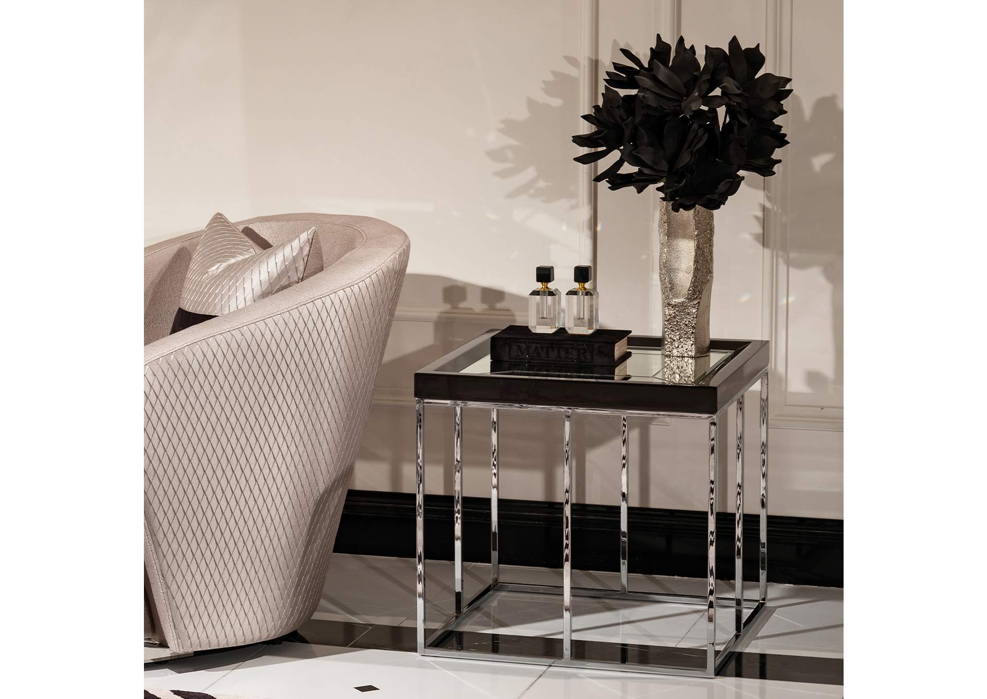 Carmela End Table - Glossy Charcoal Sand image 9
