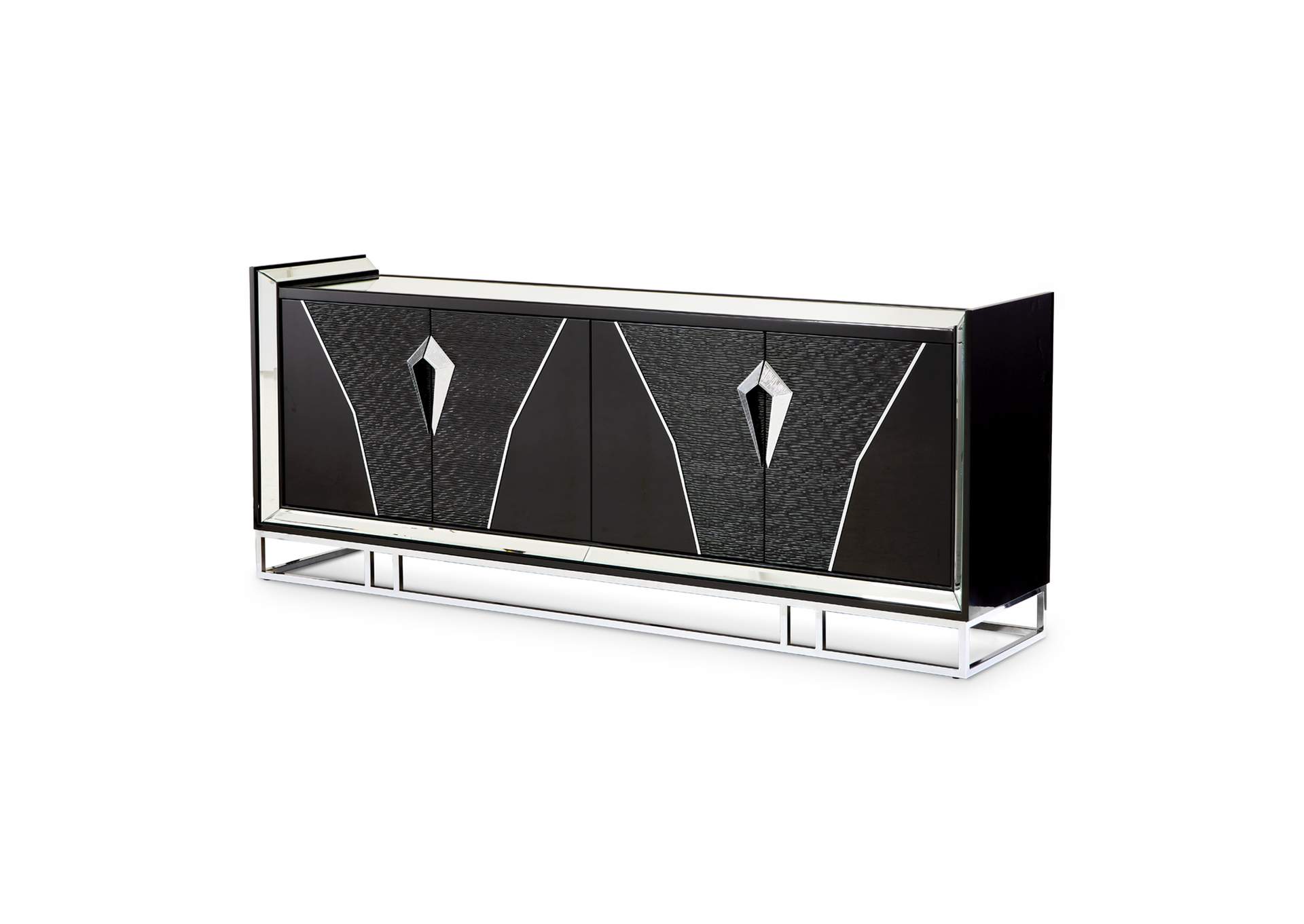 Carmela Console Table - Glossy Charcoal Sand
