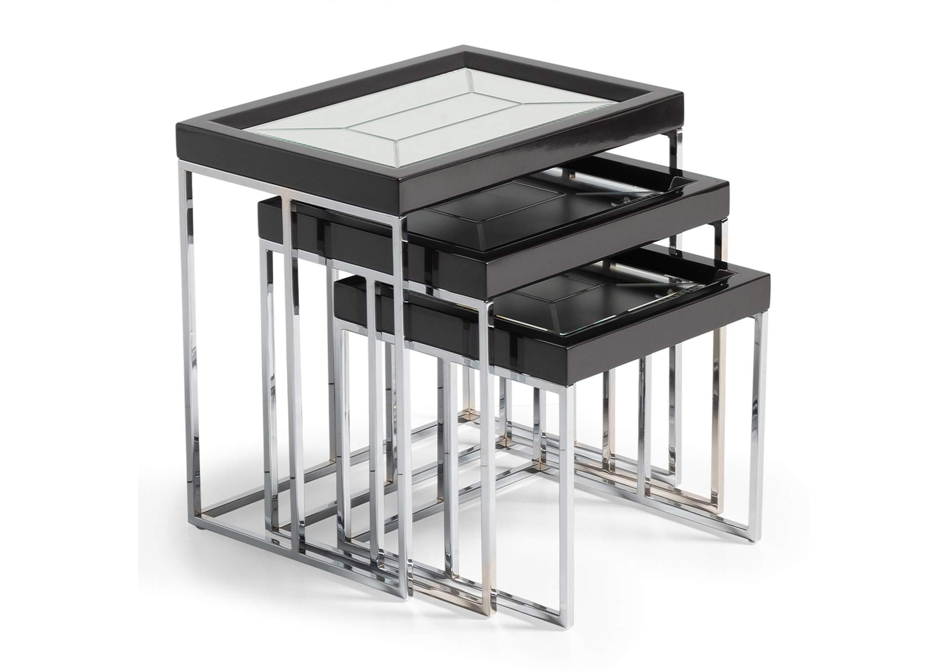 Carmela Nesting Tables - Set of 3 - Glossy Charcoal Sand image 1