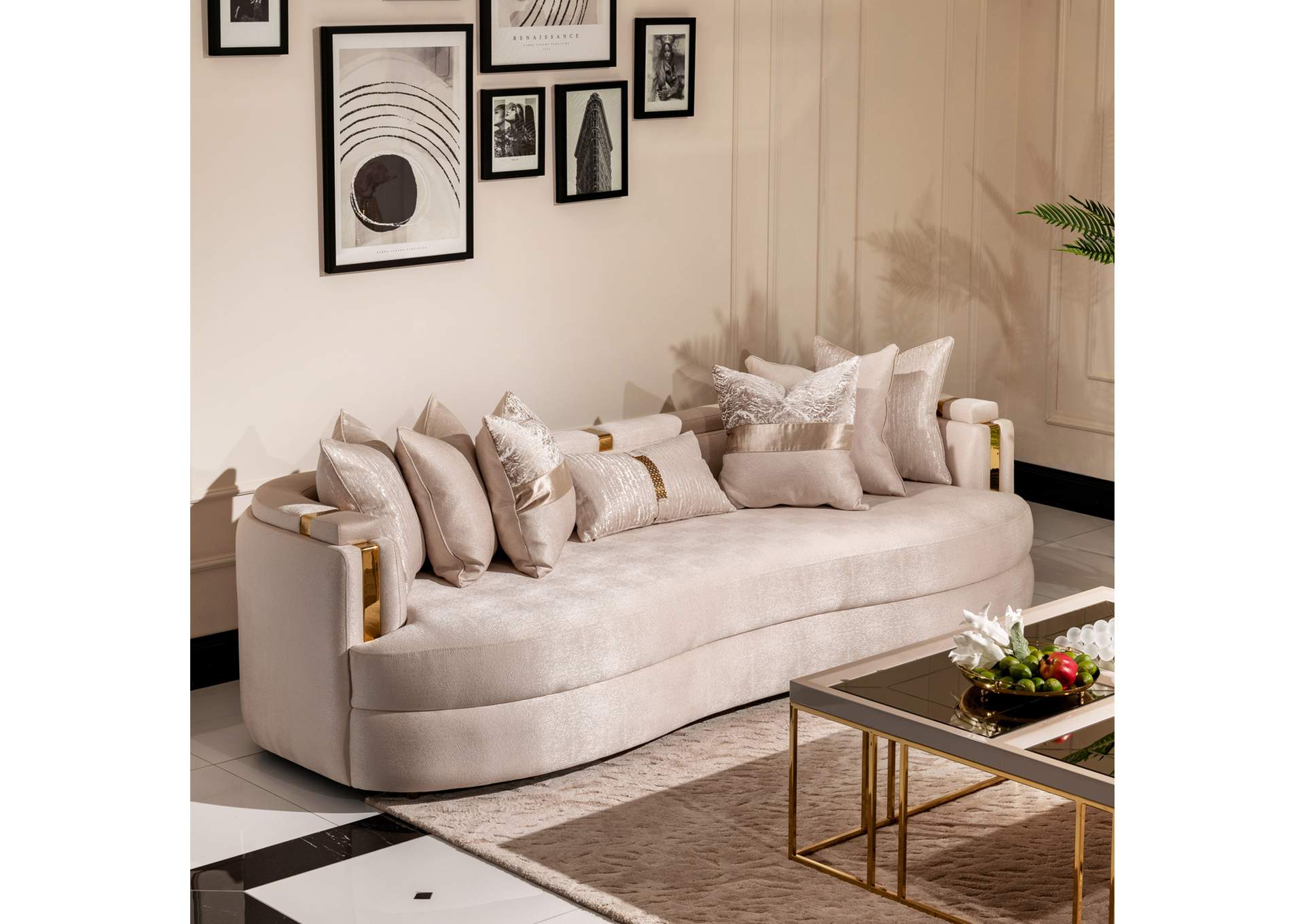 Carmela Mansion Sofa - Almond and Gold image 7