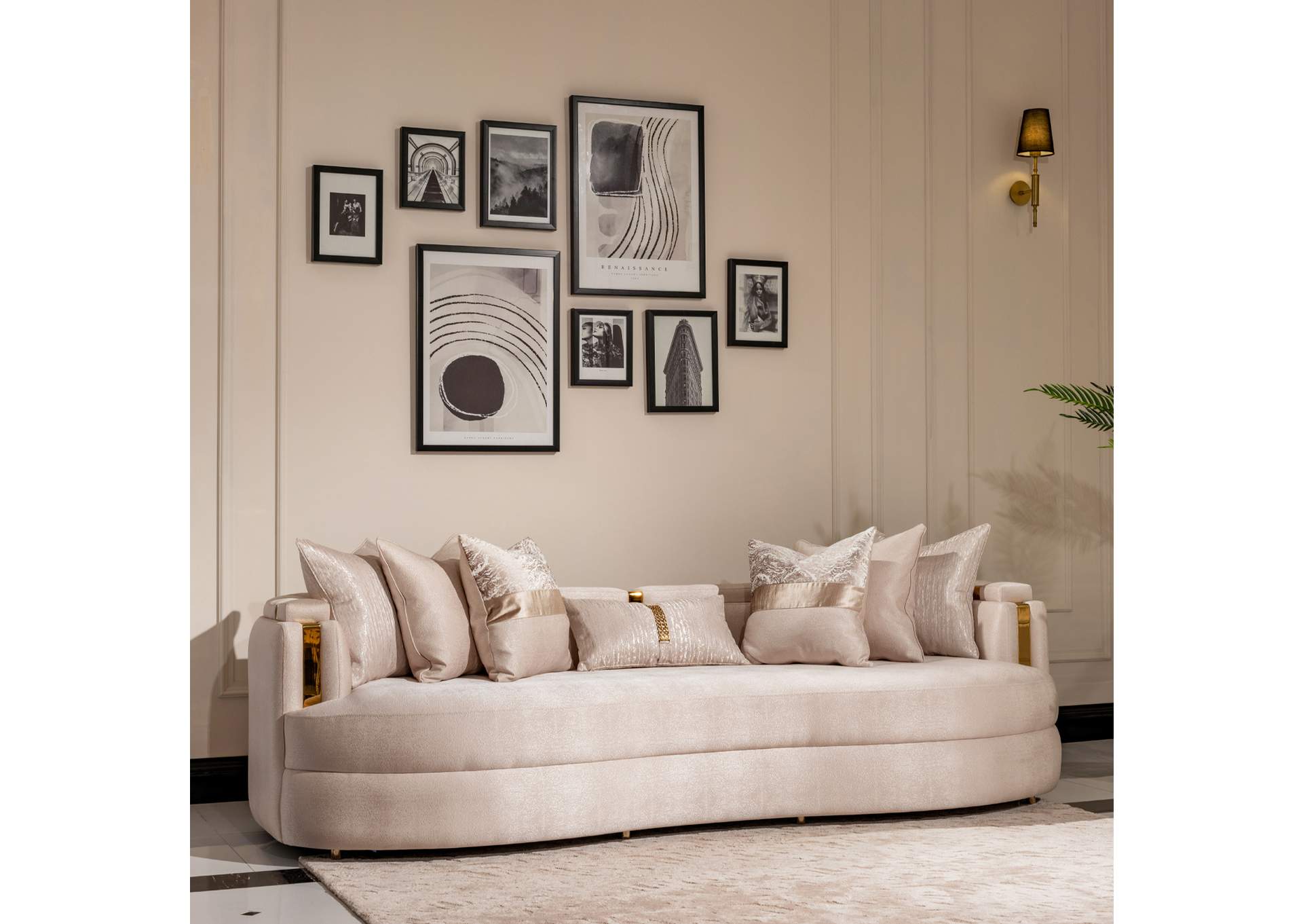 Carmela Mansion Sofa - Almond and Gold image 4