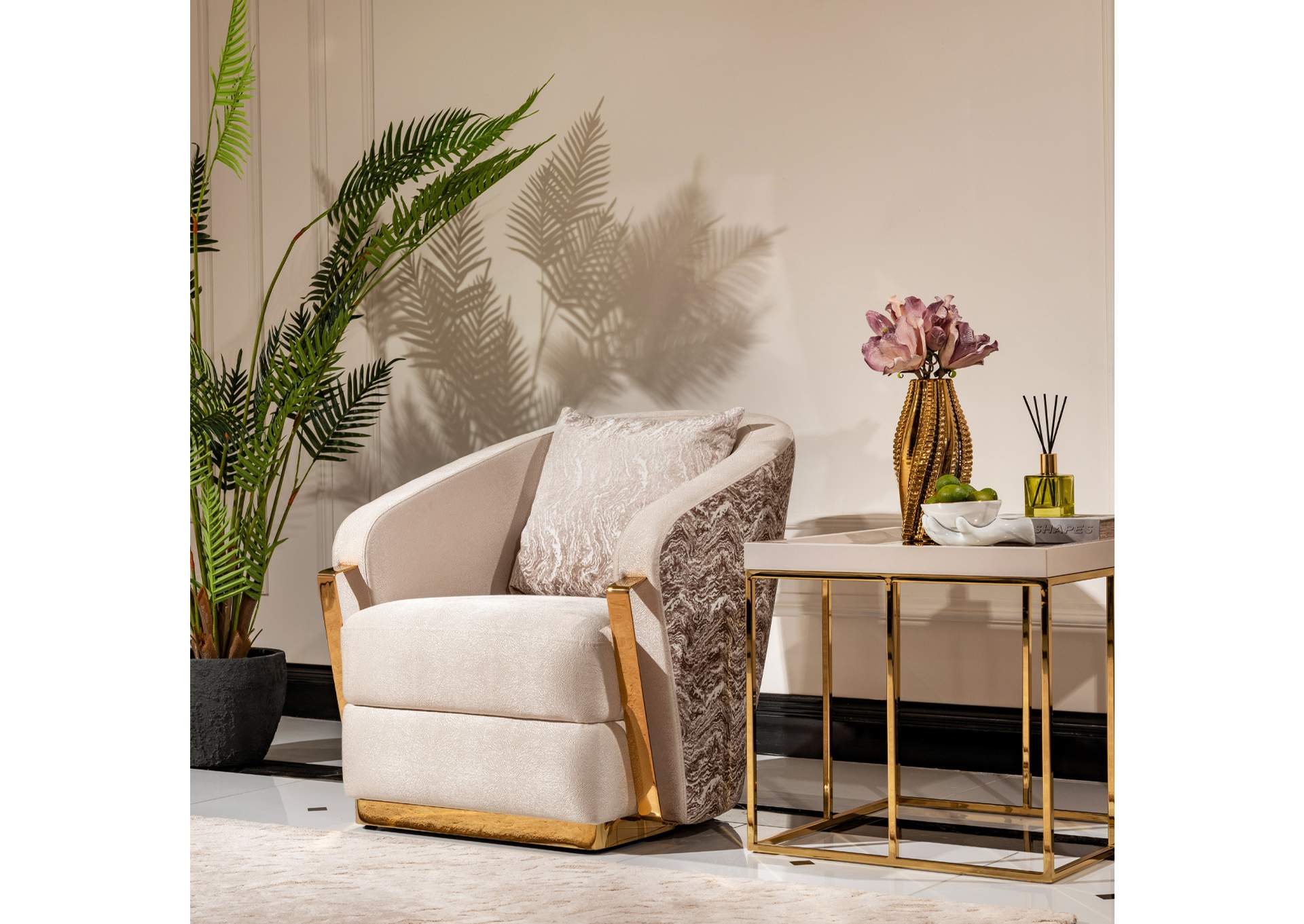 Carmela Accent Chair - Almond and Gold image 8