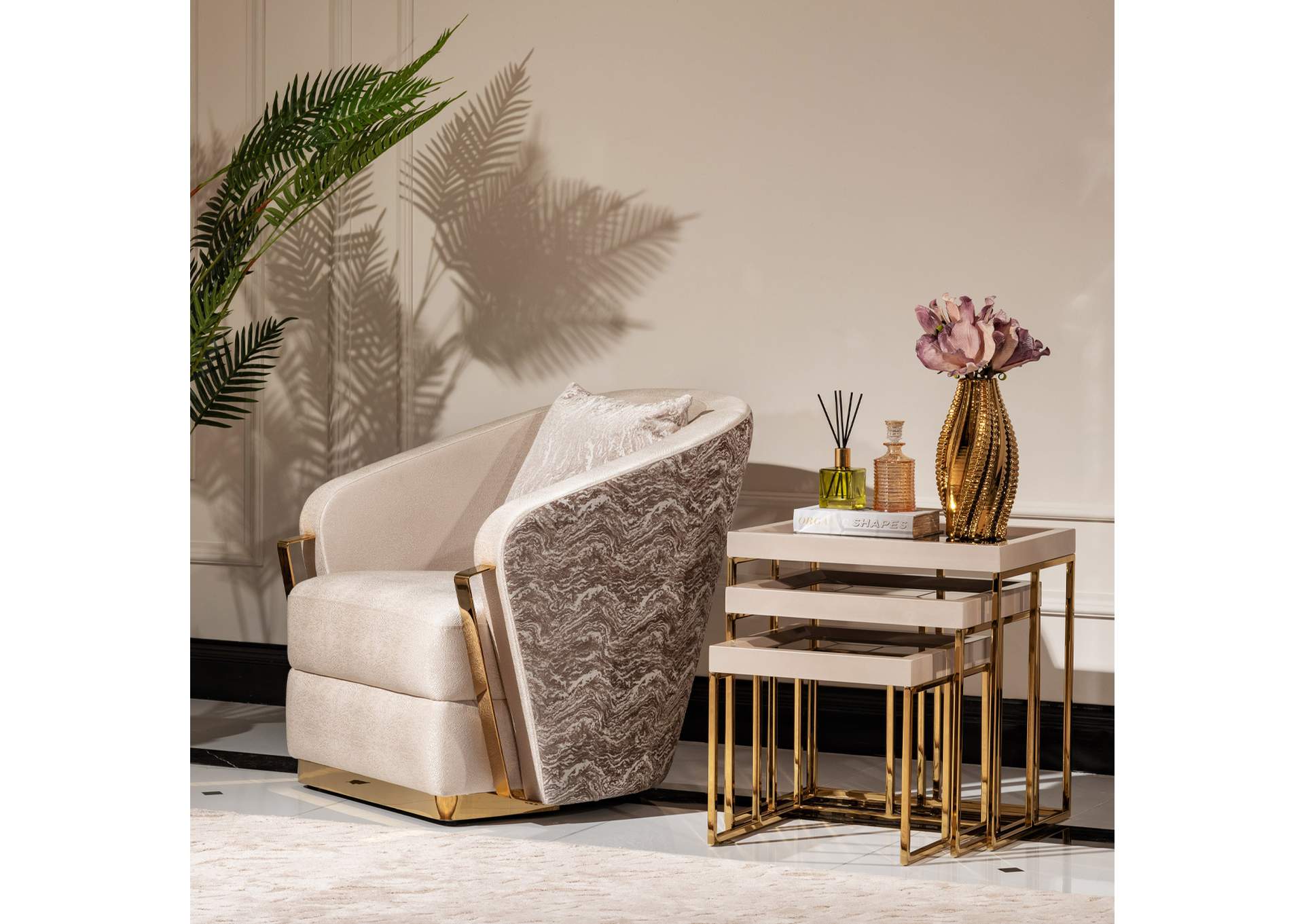 Carmela Accent Chair - Almond and Gold image 7
