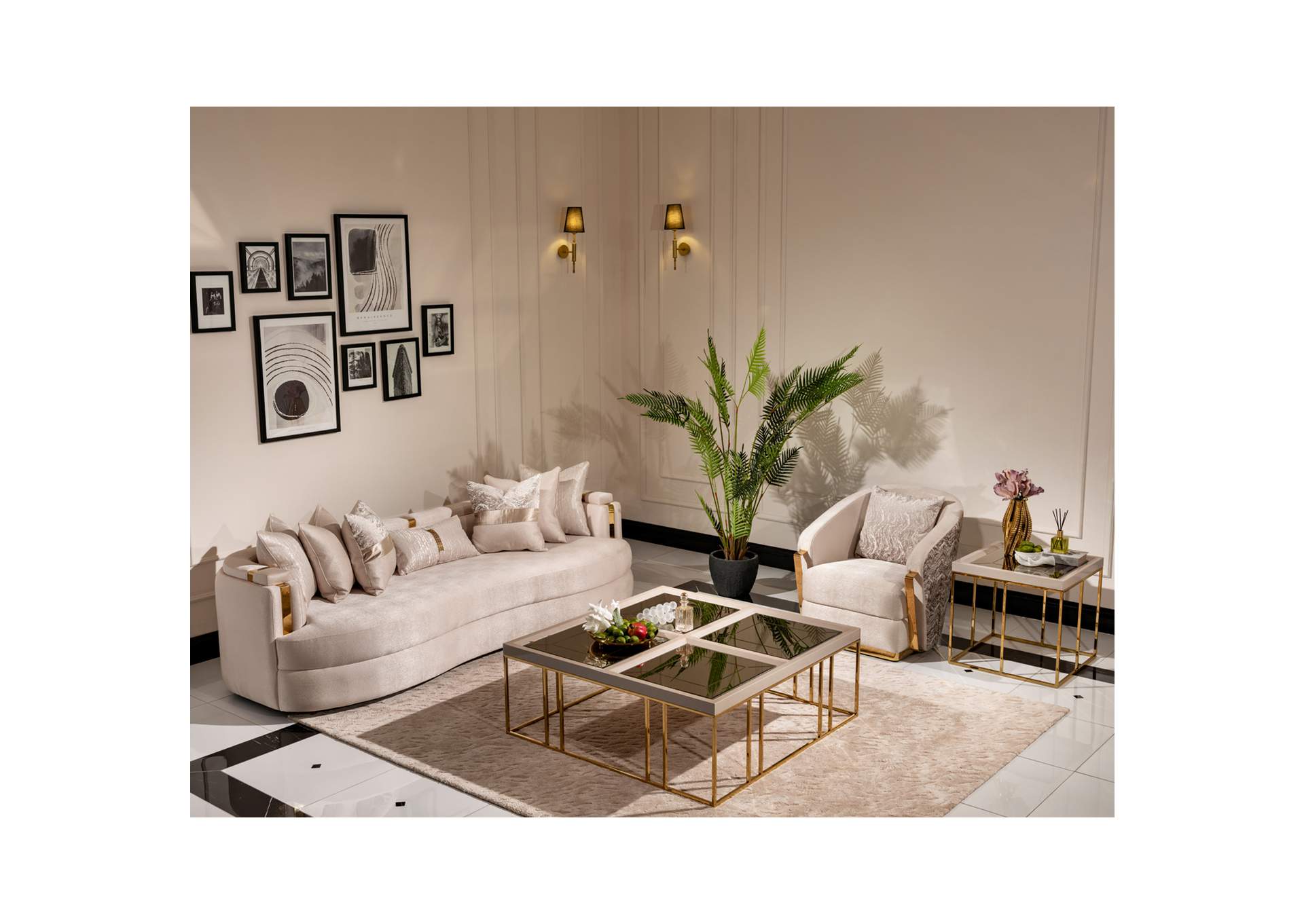 Carmela Accent Chair - Almond and Gold image 6