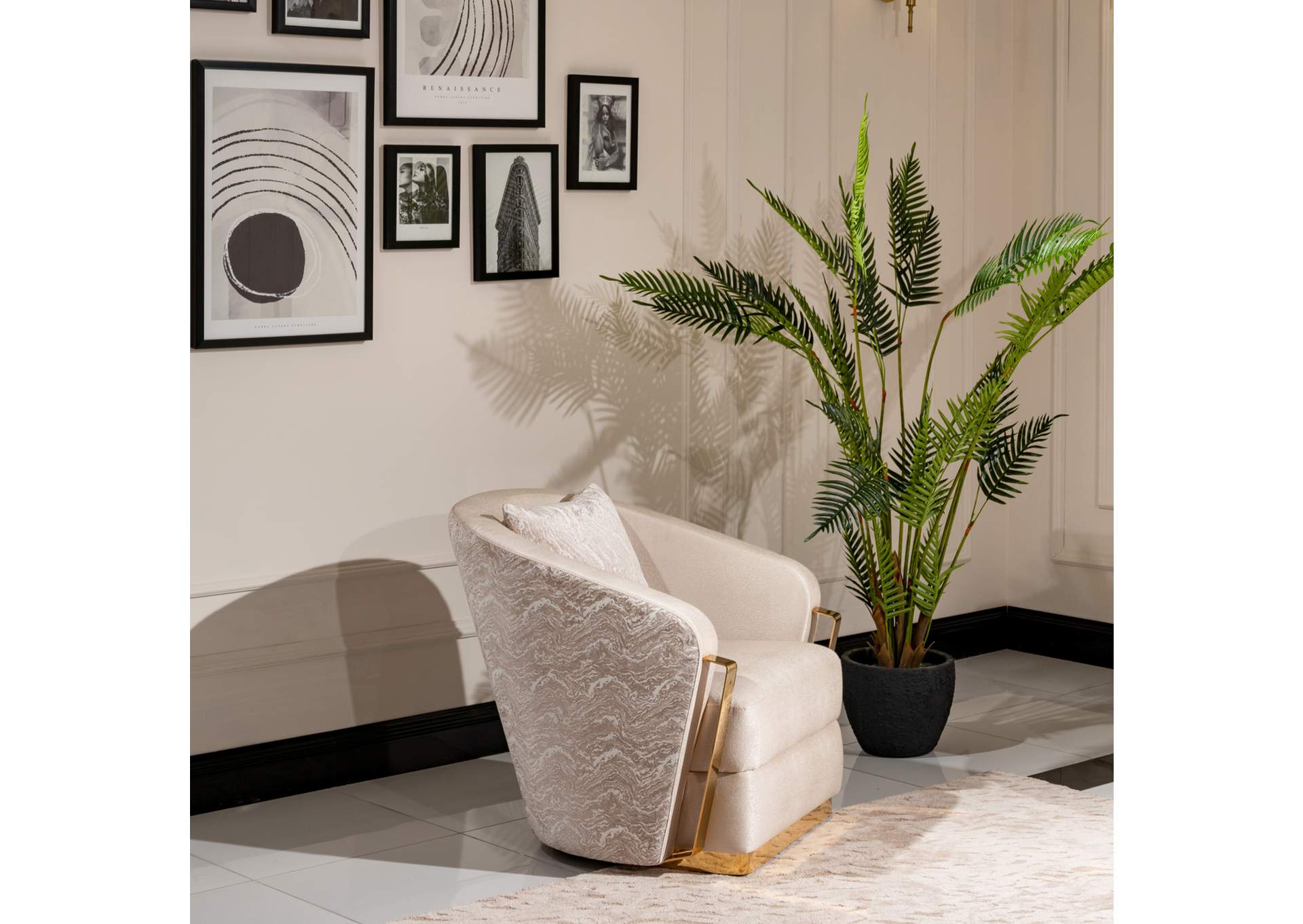 Carmela Accent Chair - Almond and Gold image 4