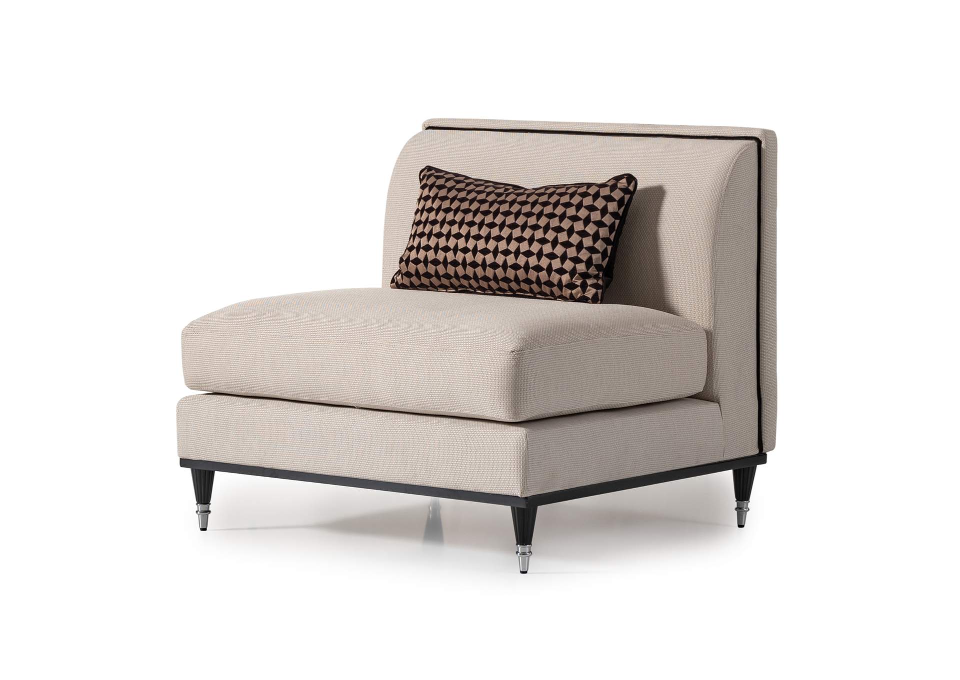 La Francaise Armless Accent Chair - Cafe Au Lait and Black image 3