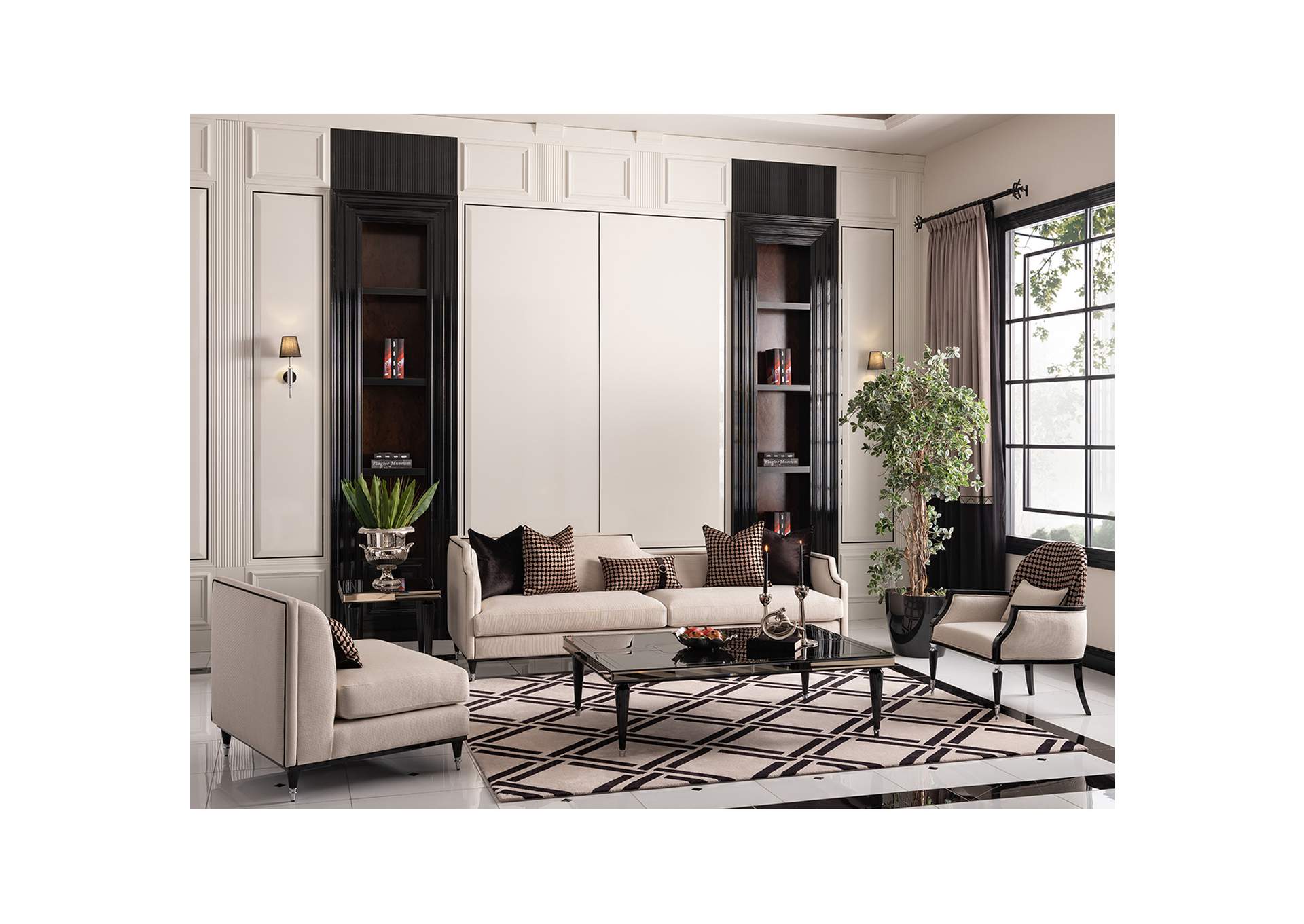 La Francaise Armless Accent Chair - Cafe Au Lait and Black image 13