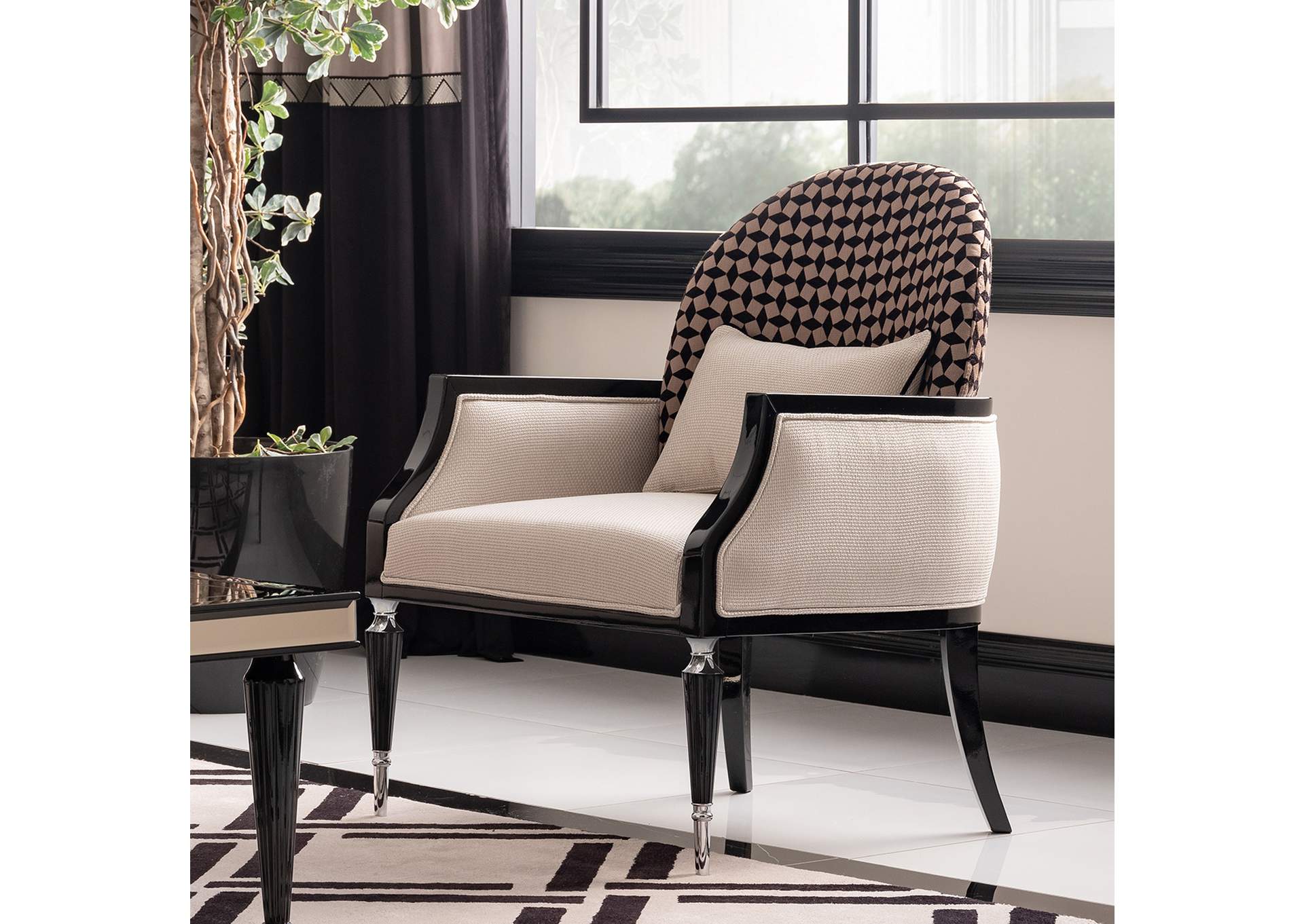 La Francaise Armless Accent Chair - Cafe Au Lait and Black image 14