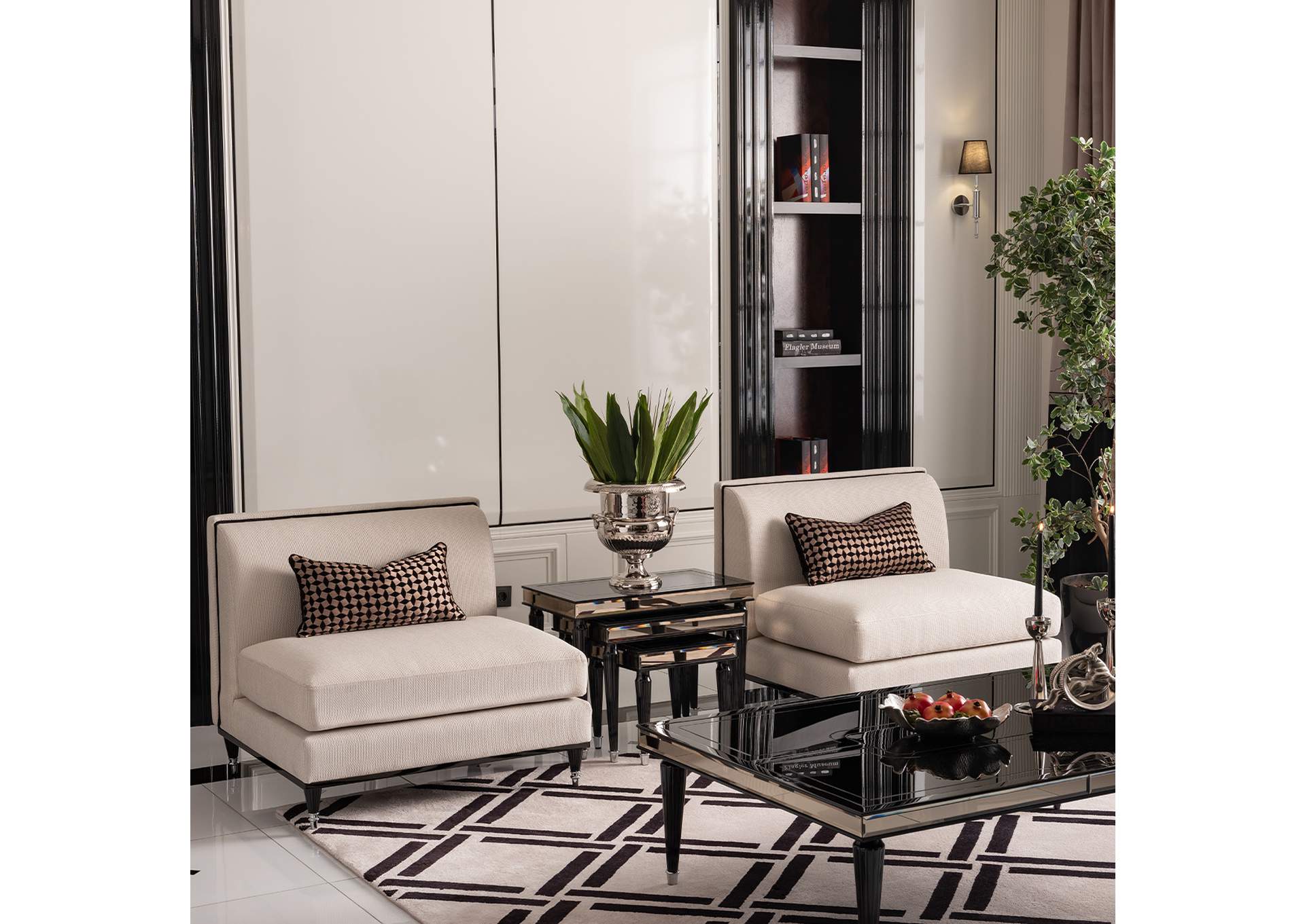La Francaise Armless Accent Chair - Cafe Au Lait and Black image 15