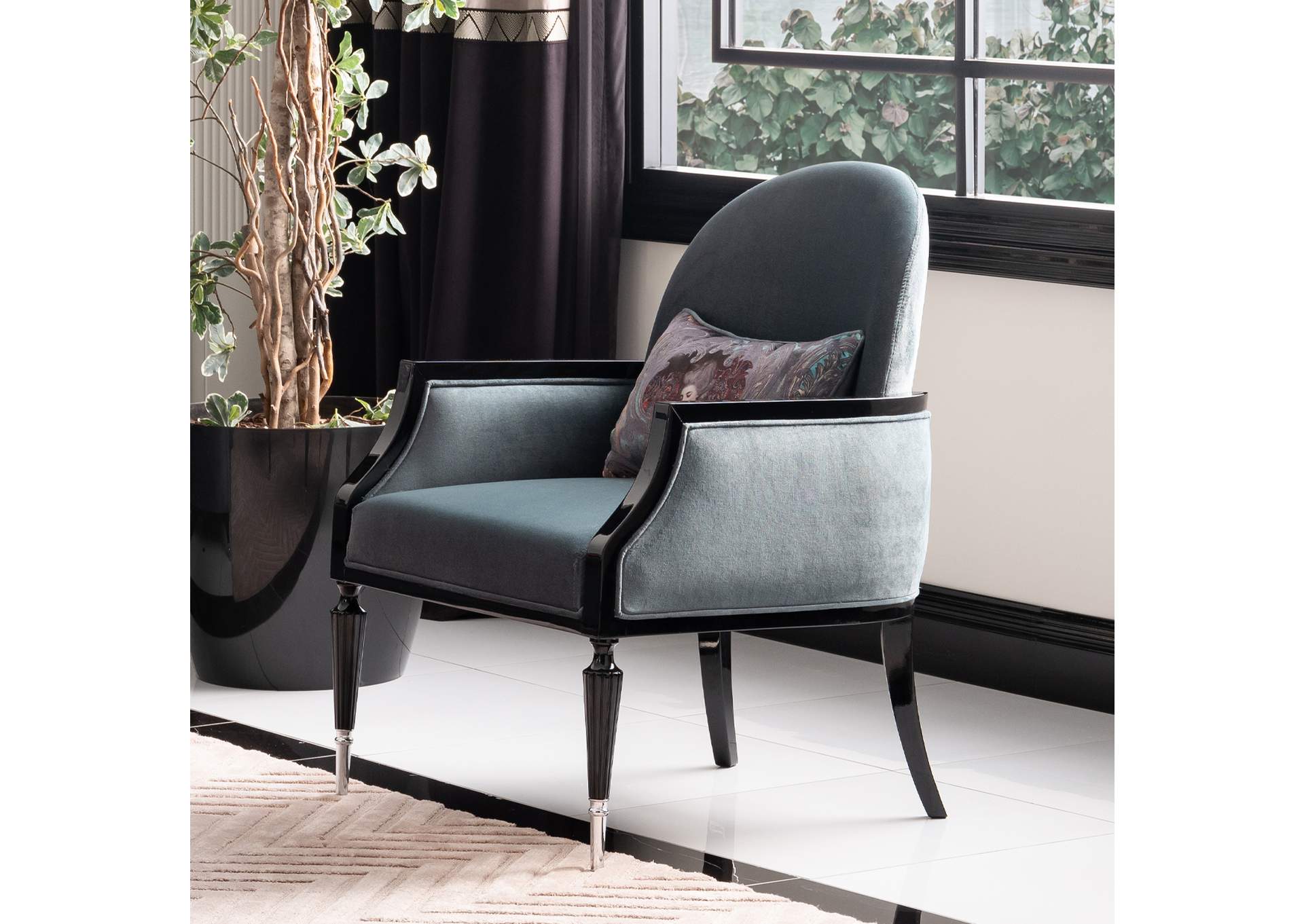 La Francaise Accent Chair - Azure and Black image 5