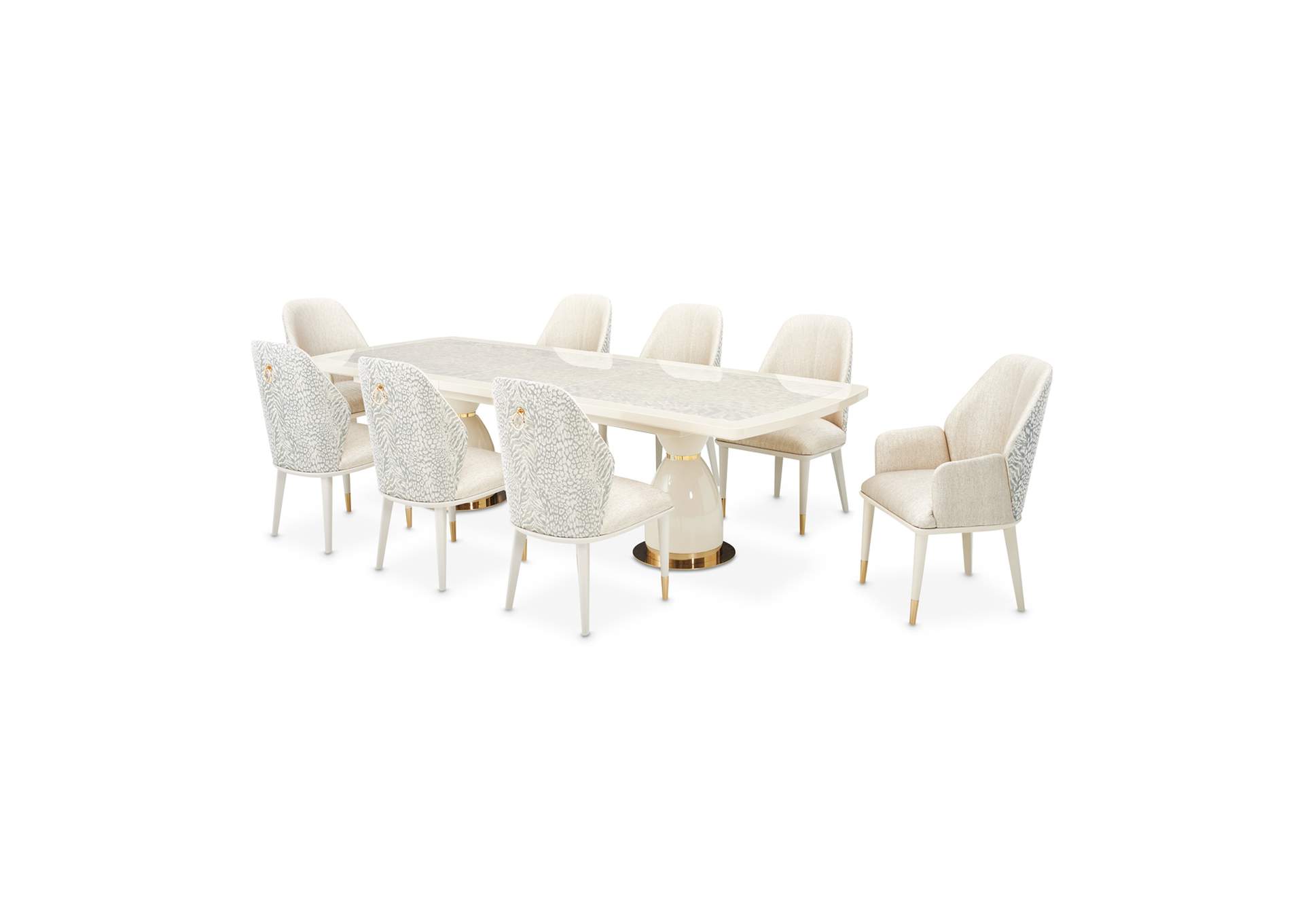 Lisbon Double Pedestal Dining Table - Silken Matte Cream image 1