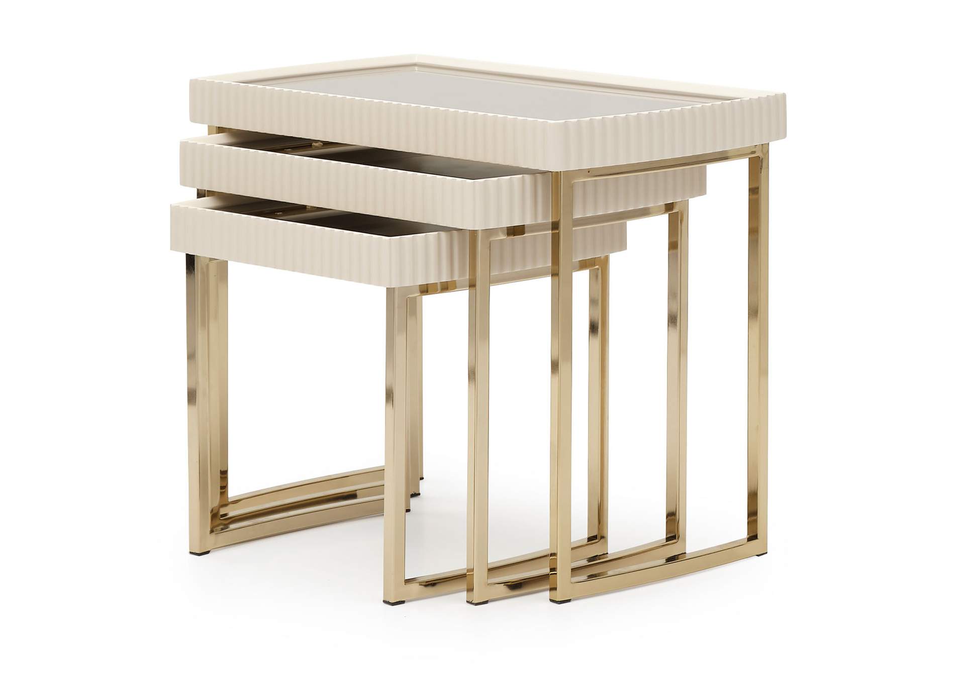 Lisbon Nesting Tables - Set of 3 - Silken Matte Cream image 1