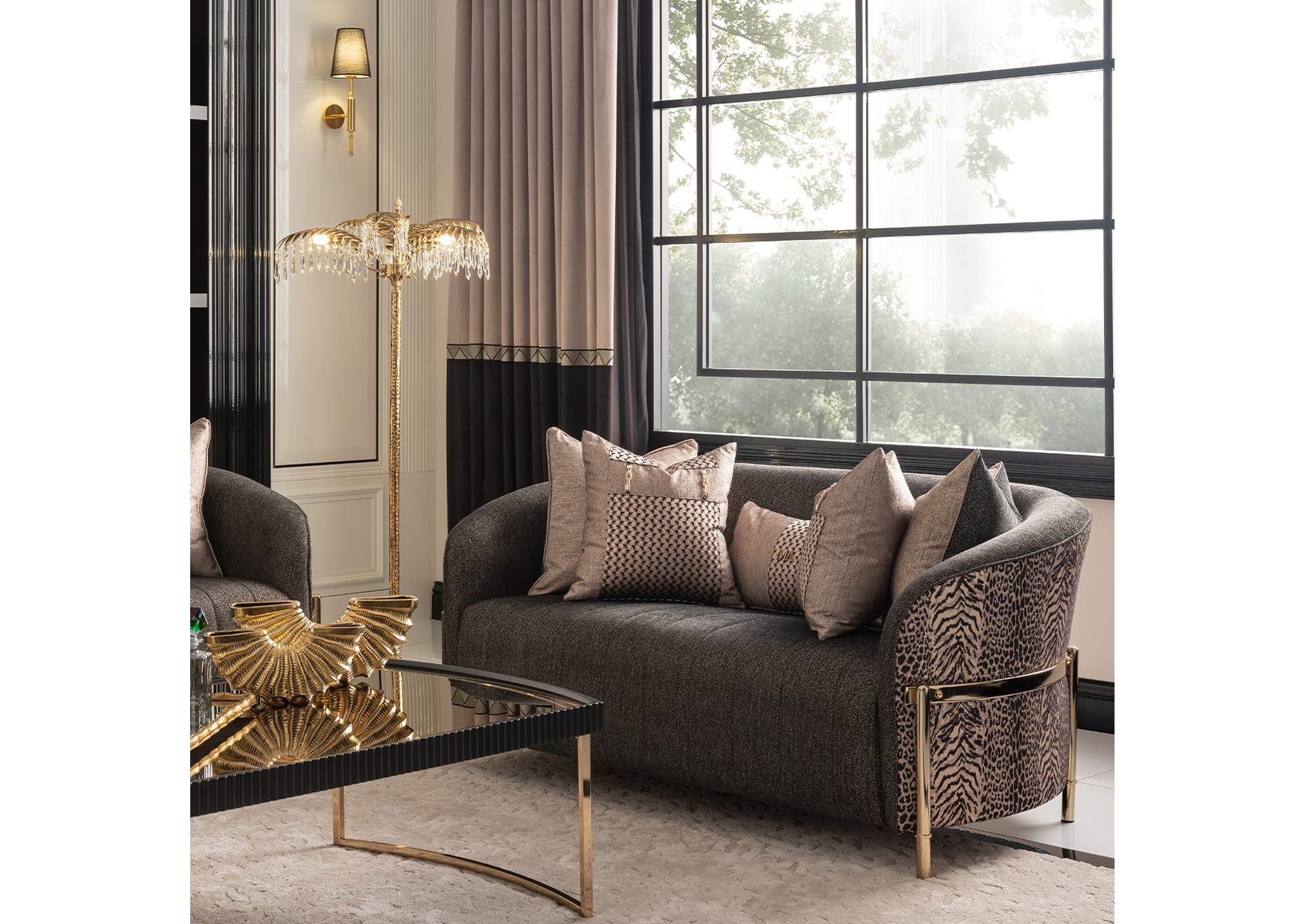 Lisbon Loveseat - Onyx and Gold image 4