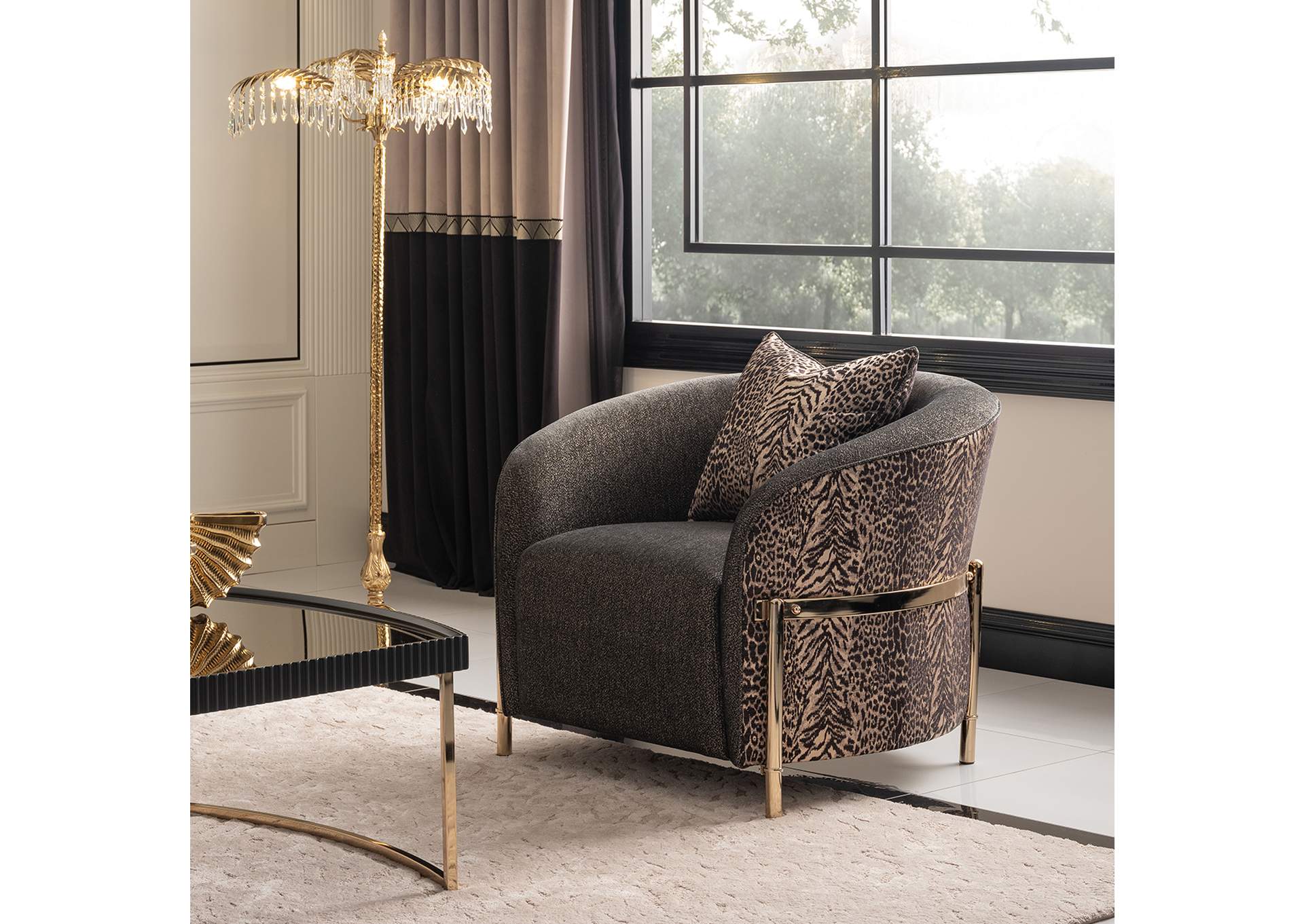 Lisbon Accent Chair - Onyx and Gold image 6