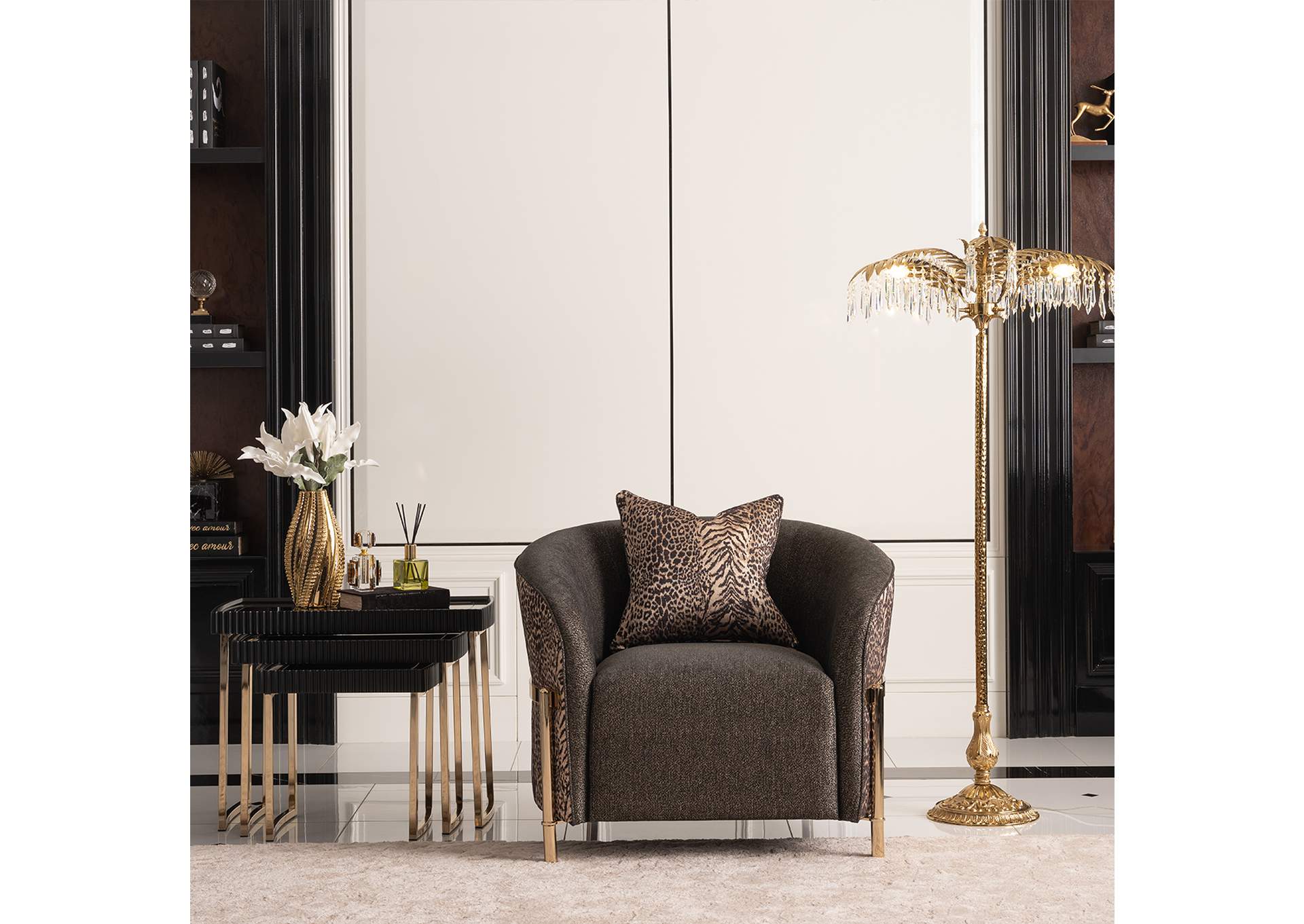 Lisbon Accent Chair - Onyx and Gold image 5