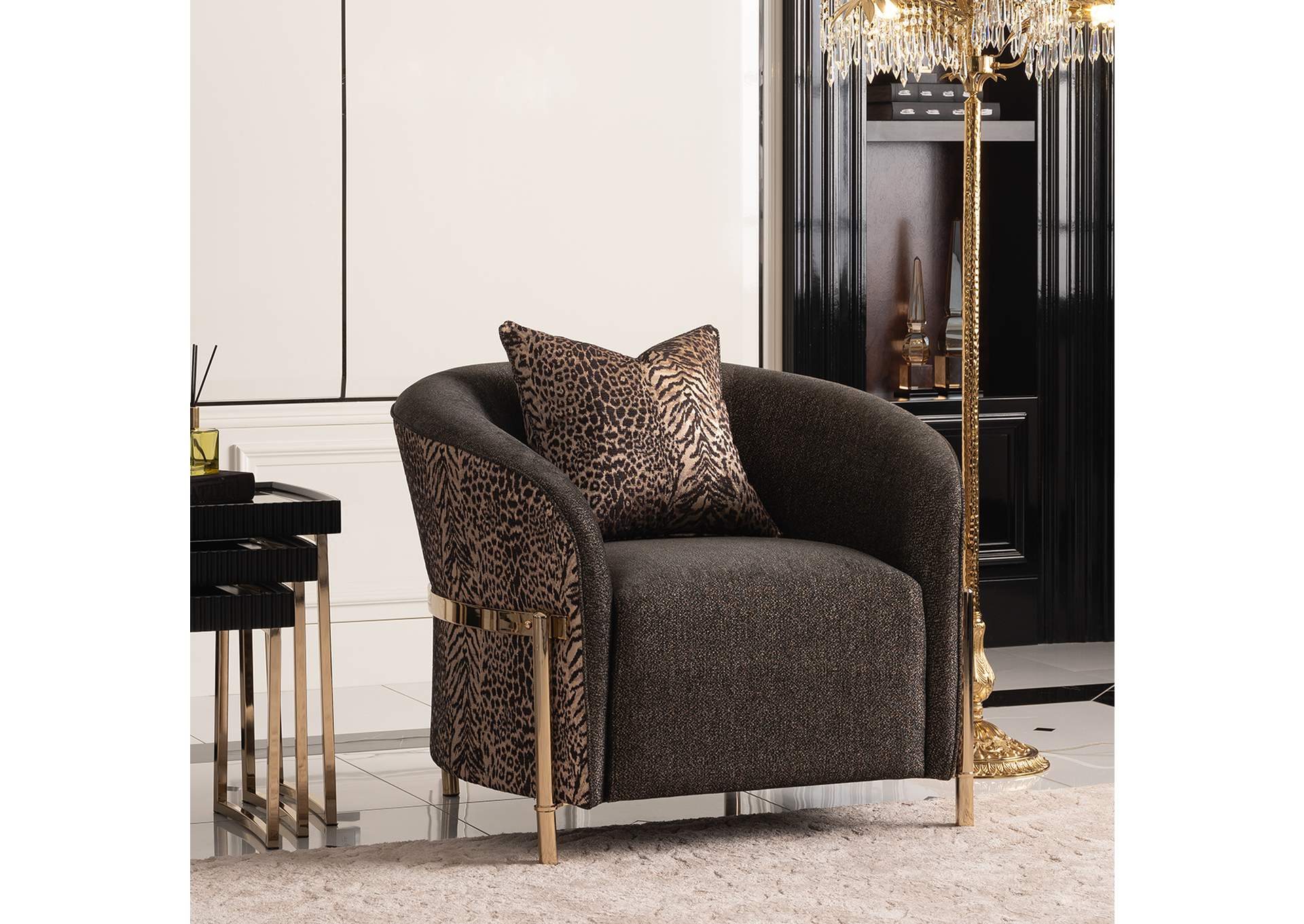 Lisbon Accent Chair - Onyx and Gold image 4
