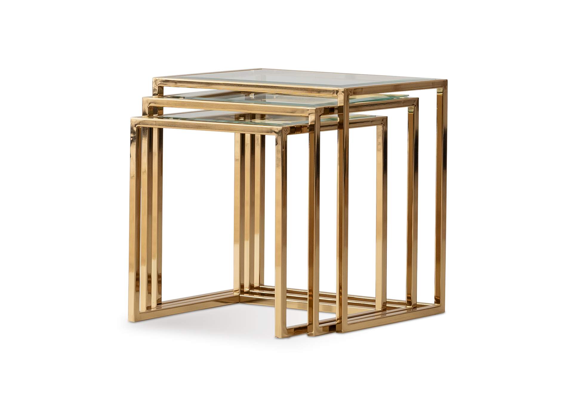 Savannah Breeze Set of 3 Nesting Tables - Bright Gold image 1