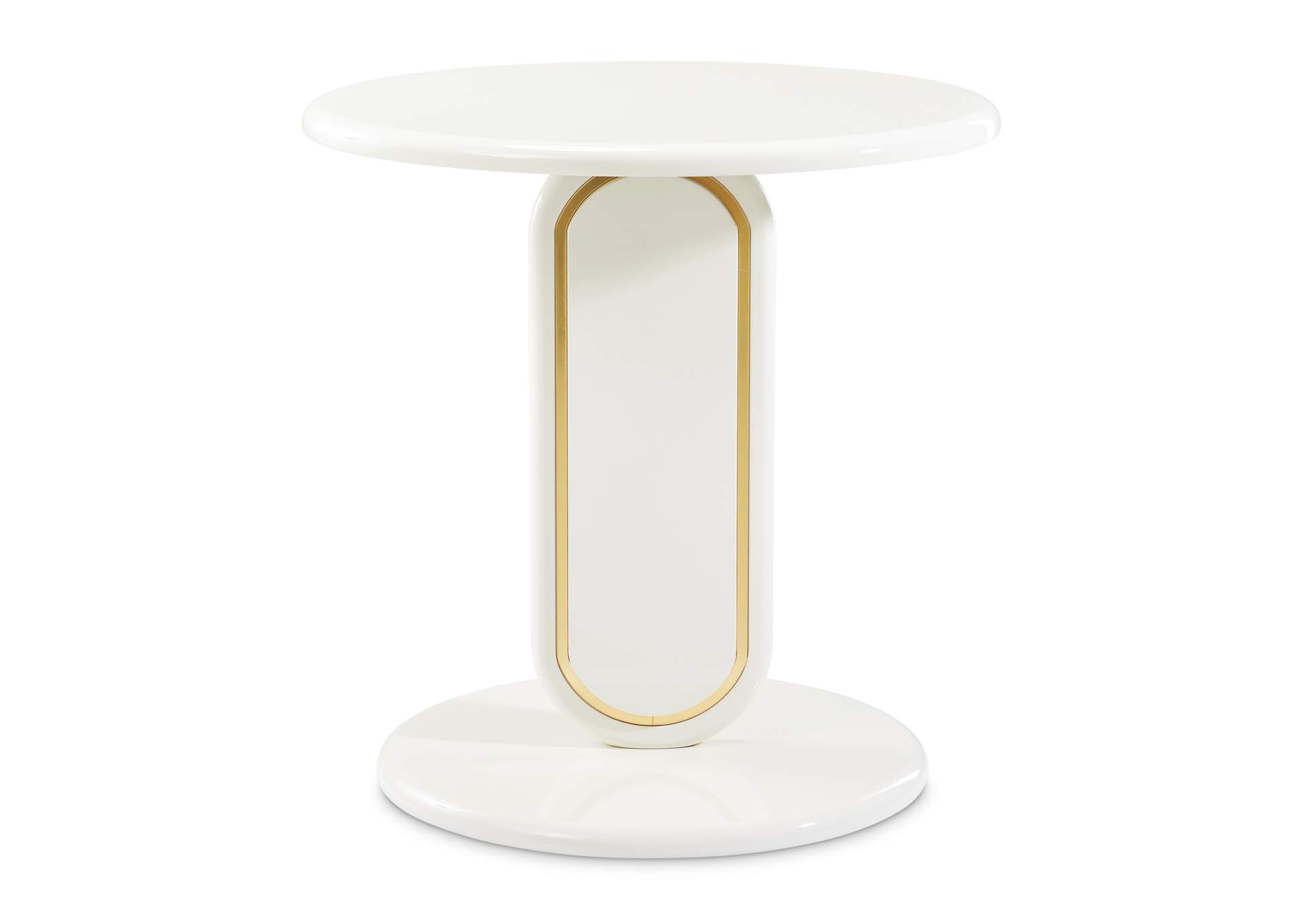 Sassani End Table - Pearl White and Gold image 3