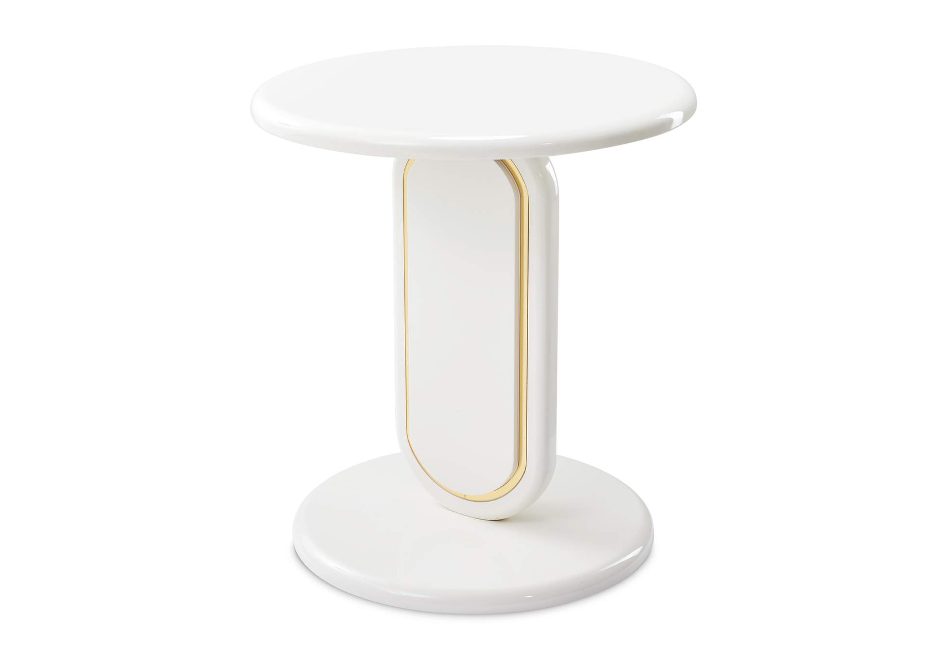 Sassani Accent Table - Pearl White and Gold image 1