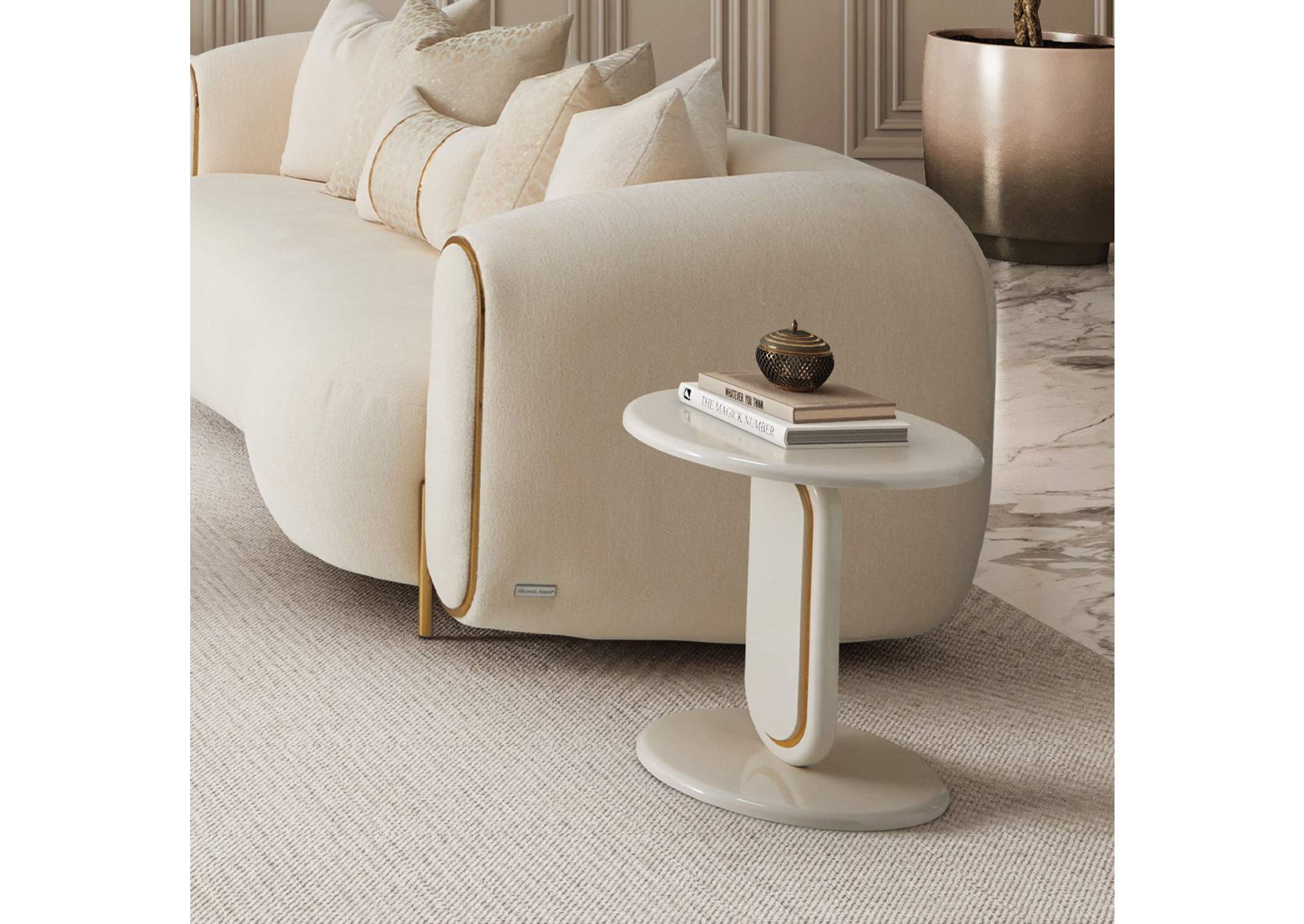 Sassani Accent Table - Pearl White and Gold image 10