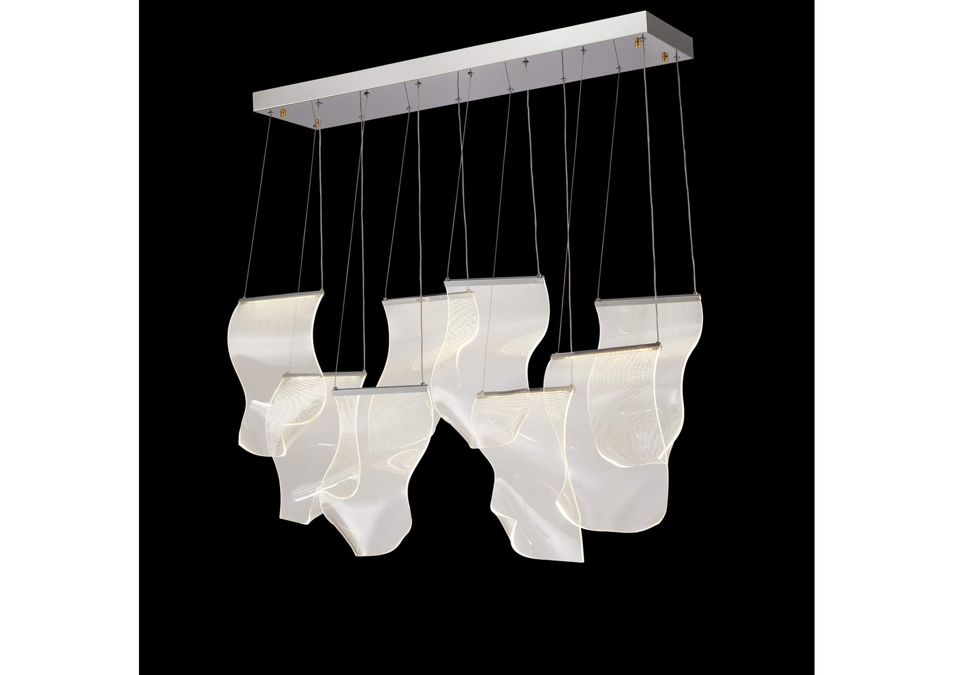 Sheer Waves Eight-Light Rect LED Chandelier - Chrome image 1