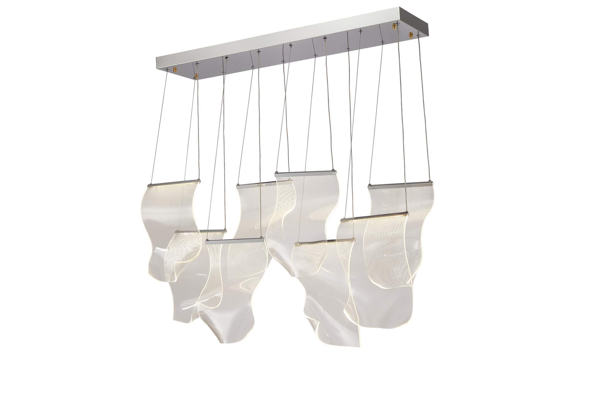 Sheer Waves Eight-Light Rect LED Chandelier - Chrome image 3