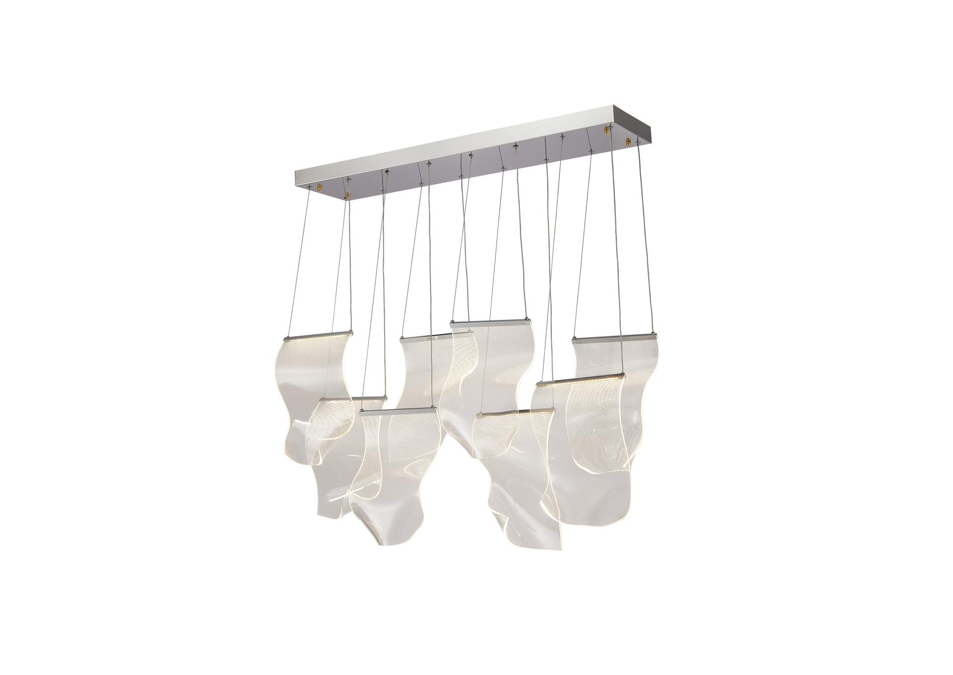Sheer Waves Eight-Light Rect LED Chandelier - Chrome image 4