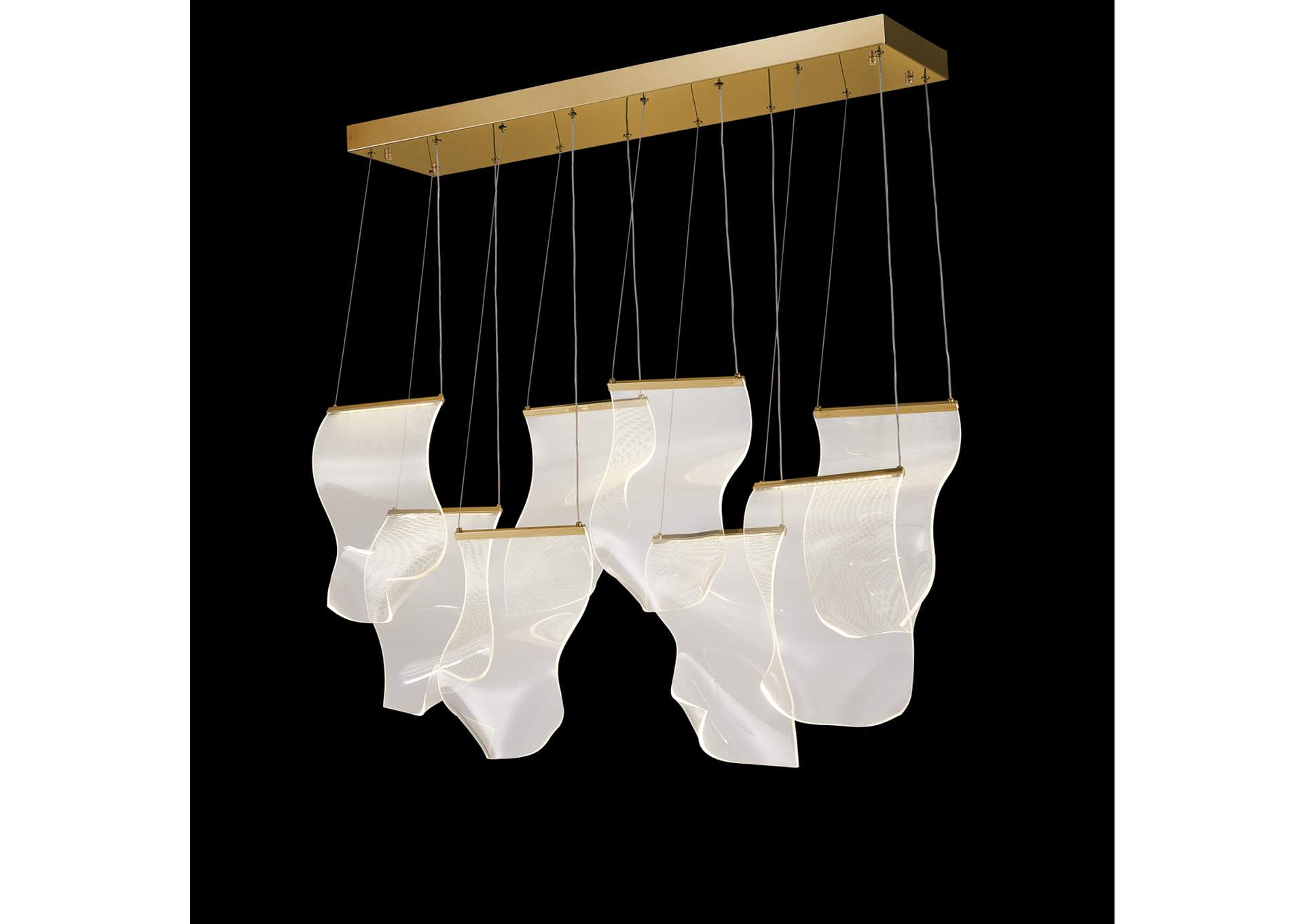 Sheer Waves Eight-Light Rect LED Chandelier - Champagne image 1