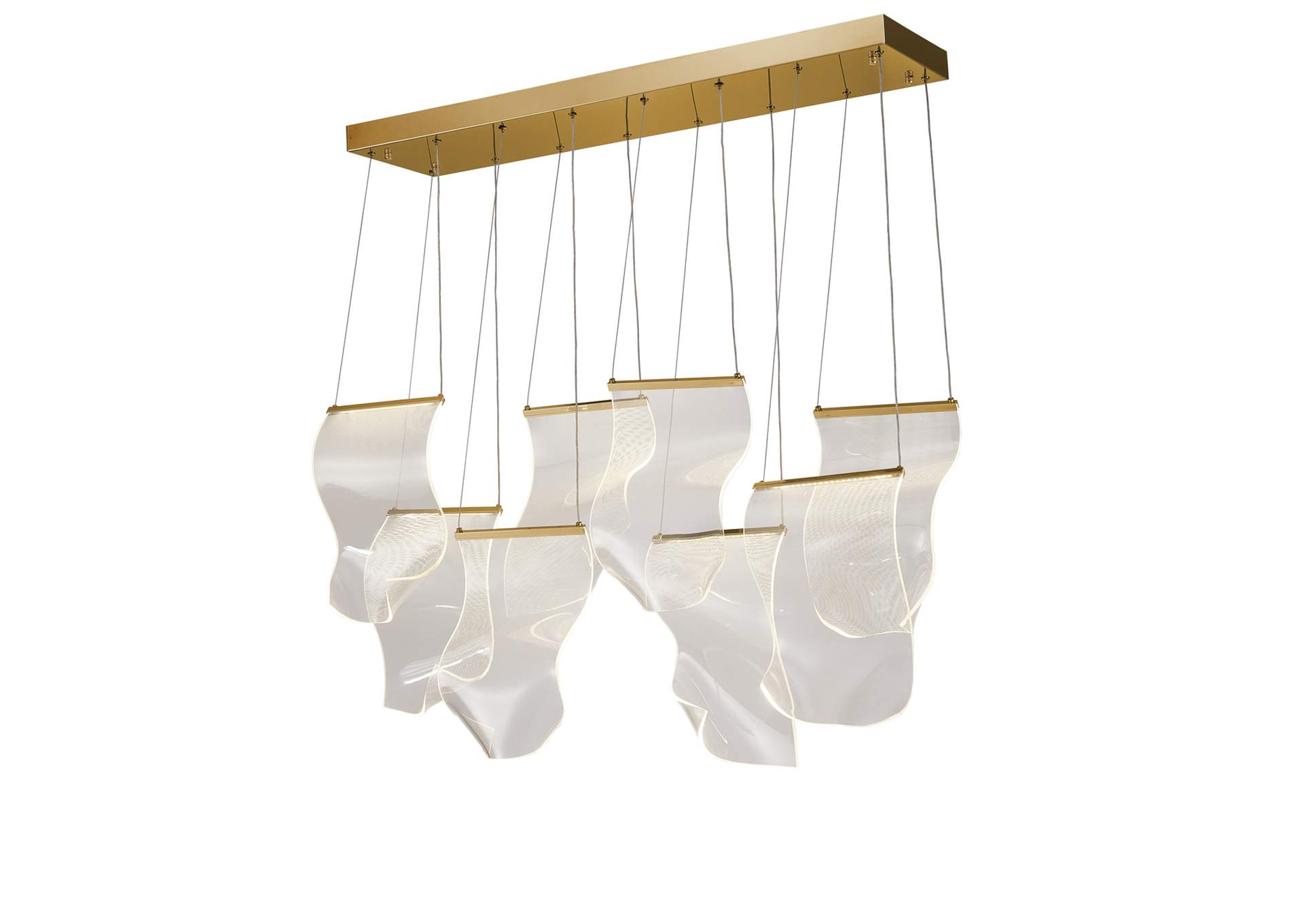 Sheer Waves Eight-Light Rect LED Chandelier - Champagne image 3