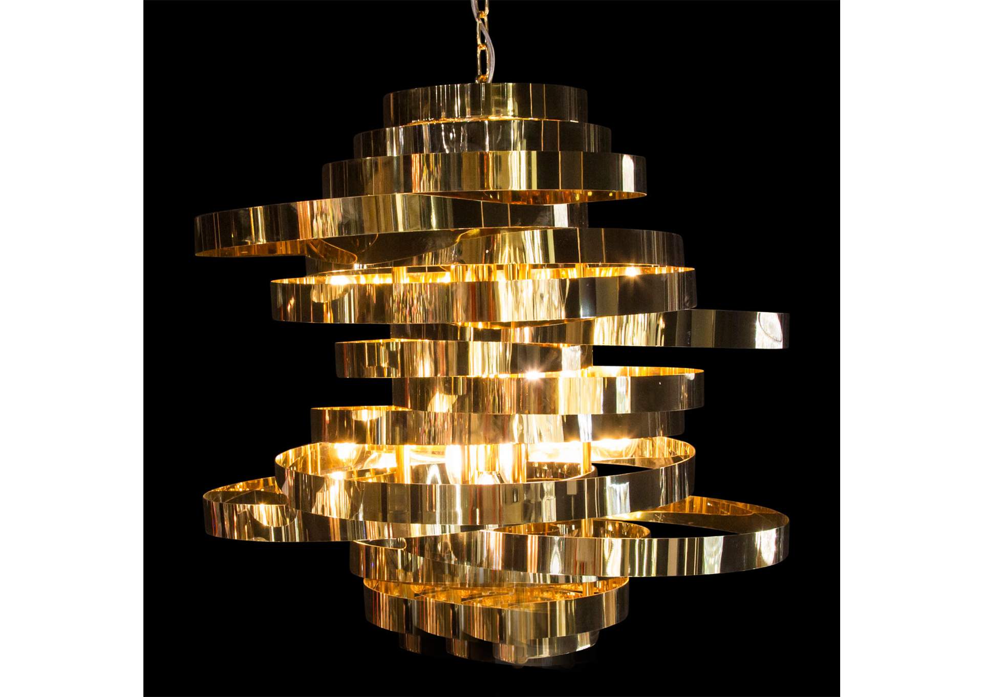 Hemispheres Eight-Light Chandelier Gold image 1