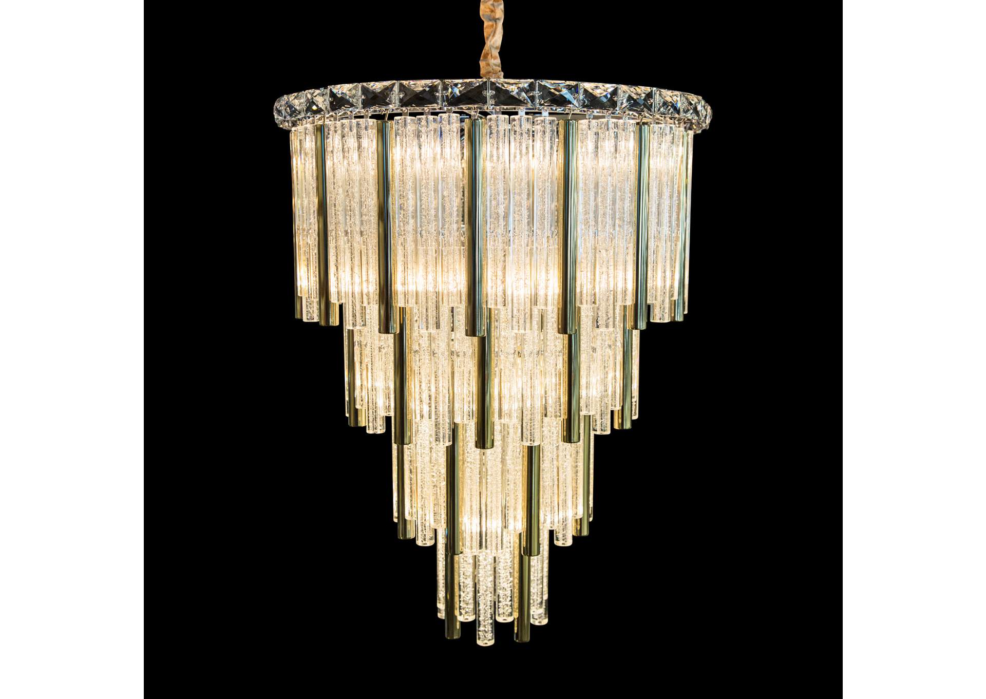 Chimes Fifteen-Light Chandelier Two-Piece Set Gold image 1