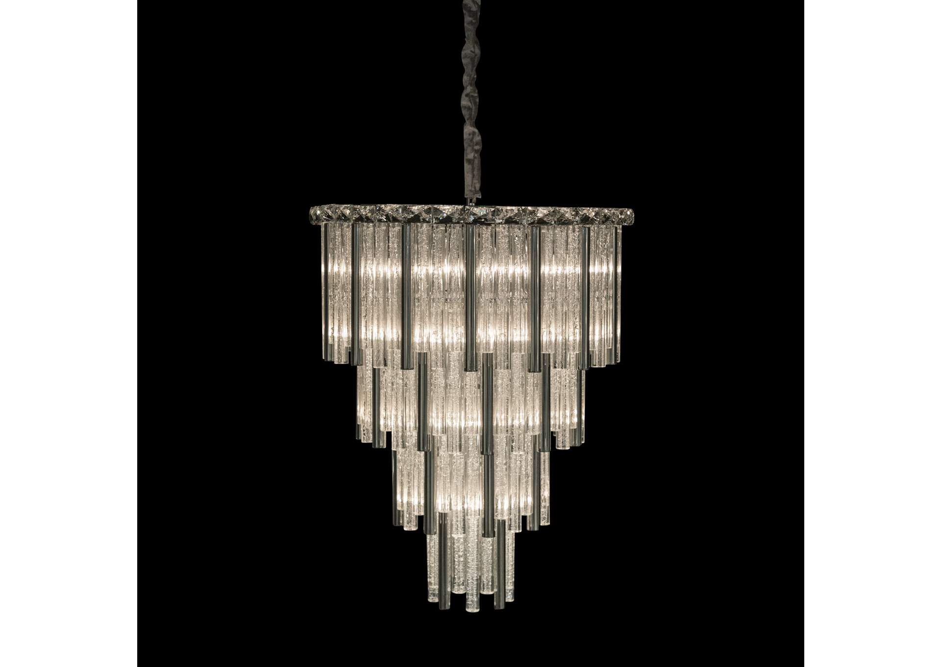 Chimes 1 Eight-Light Chandelier Two-Piece Set Silver image 1