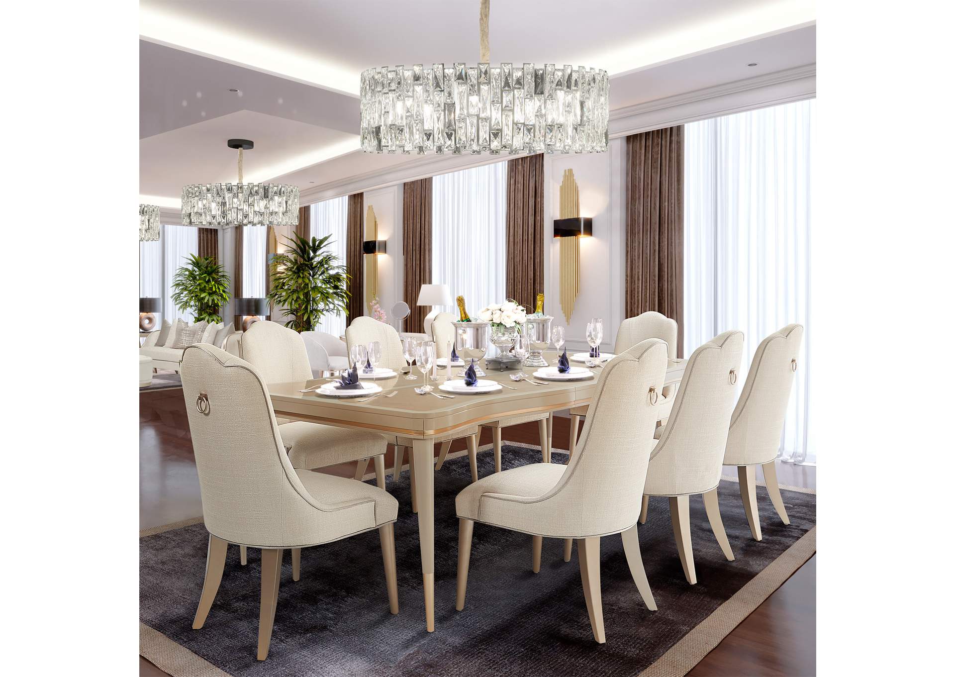 Malibu Crest Rectangular Dining Table - Blush image 4