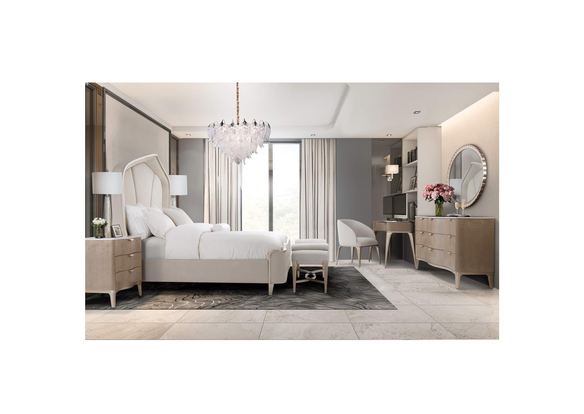 Malibu Crest California King Curved Panel Bed - Chardonnay image 8