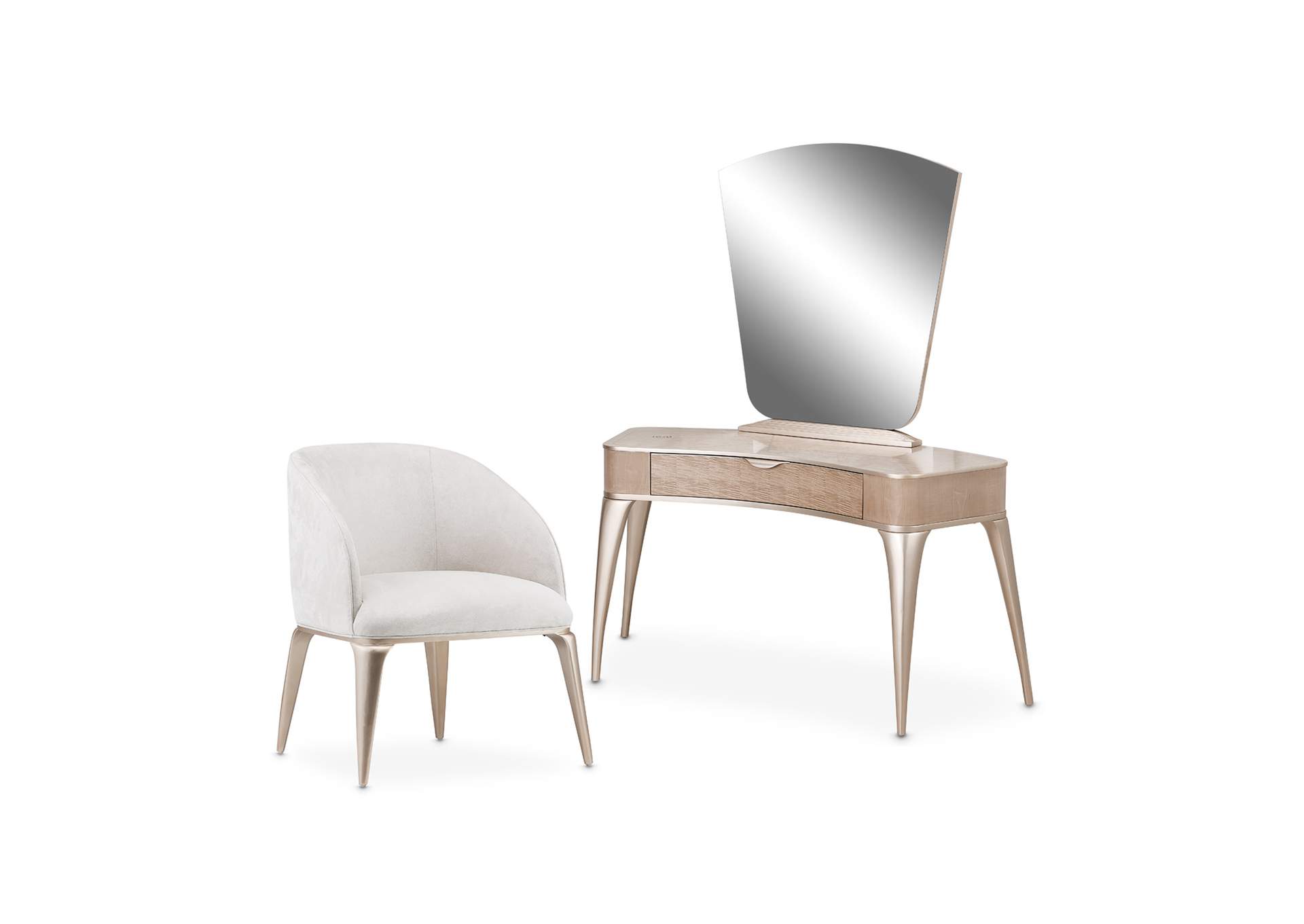 Malibu Crest Vanity Set with Mirror & Chair - Blush image 1