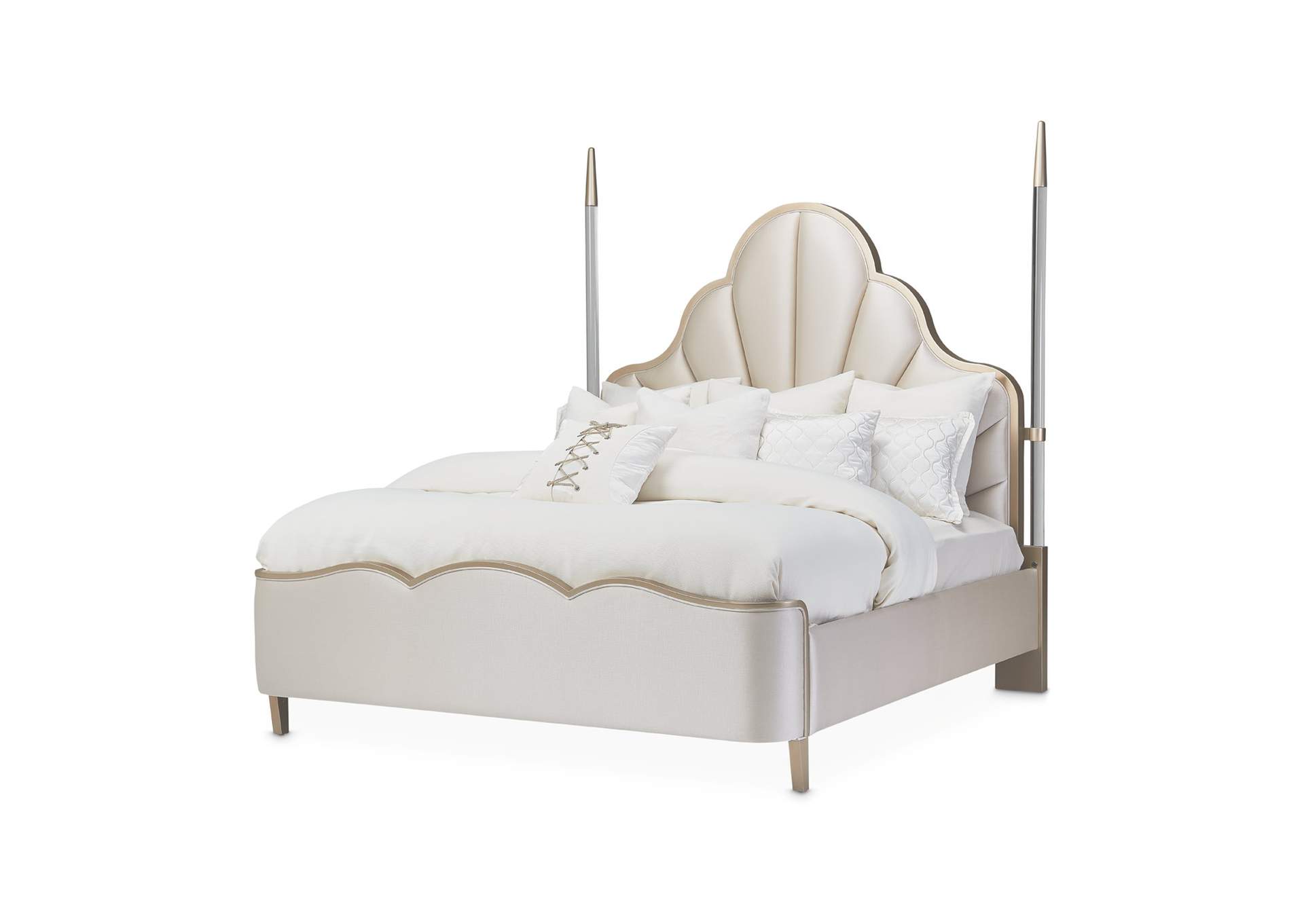 Malibu Crest California King Scalloped Poster Bed - Chardonnay image 1