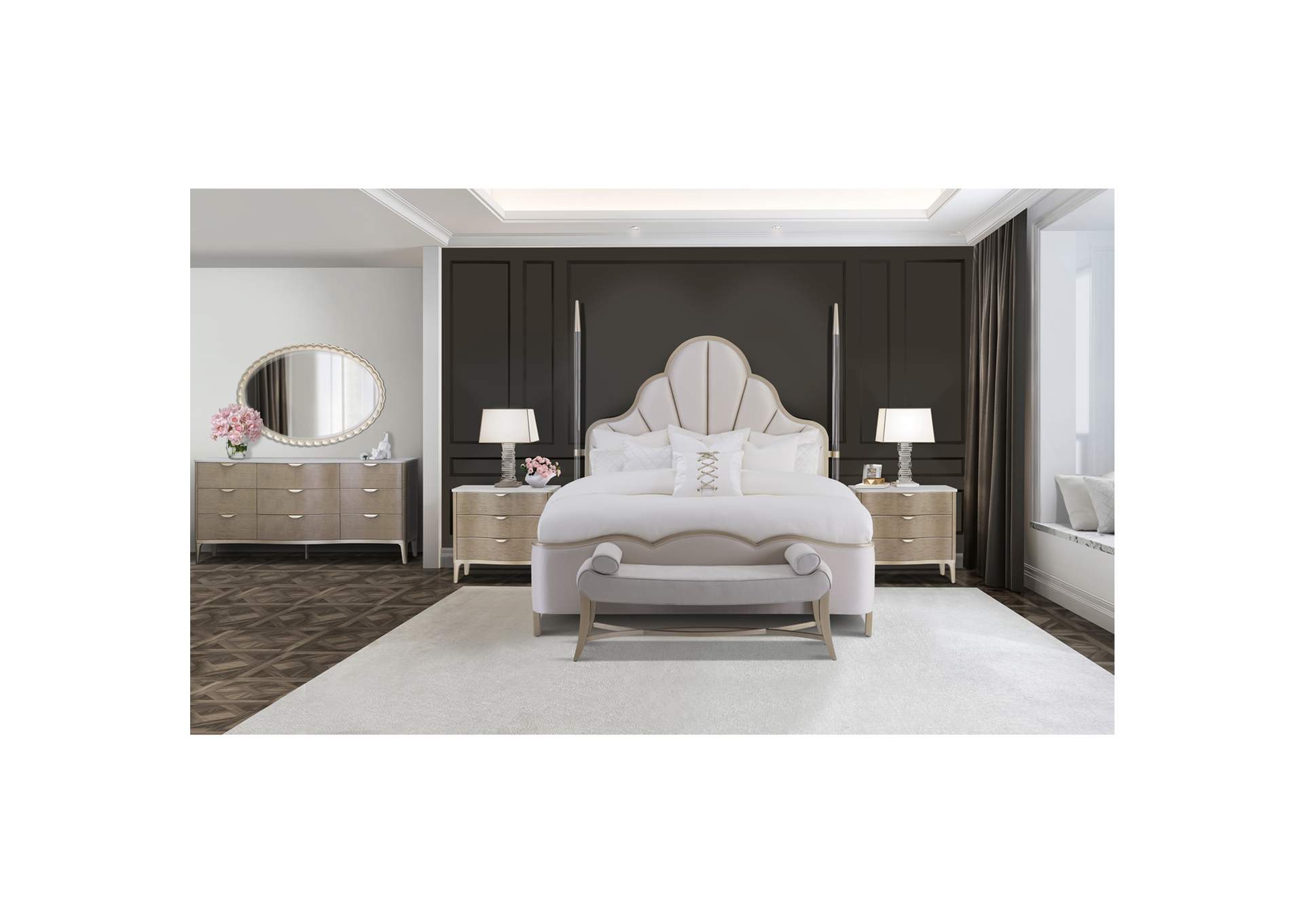 Malibu Crest California King Scalloped Poster Bed - Chardonnay image 8