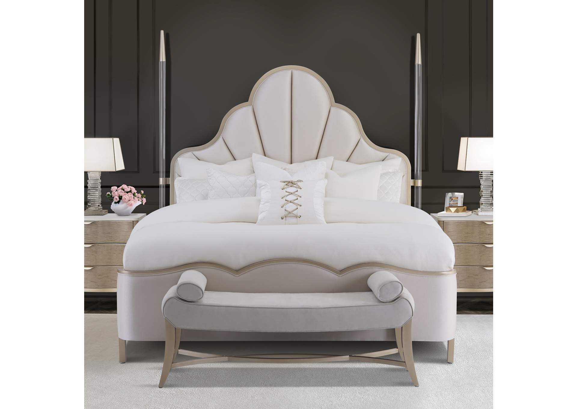 Malibu Crest California King Scalloped Poster Bed - Chardonnay image 13